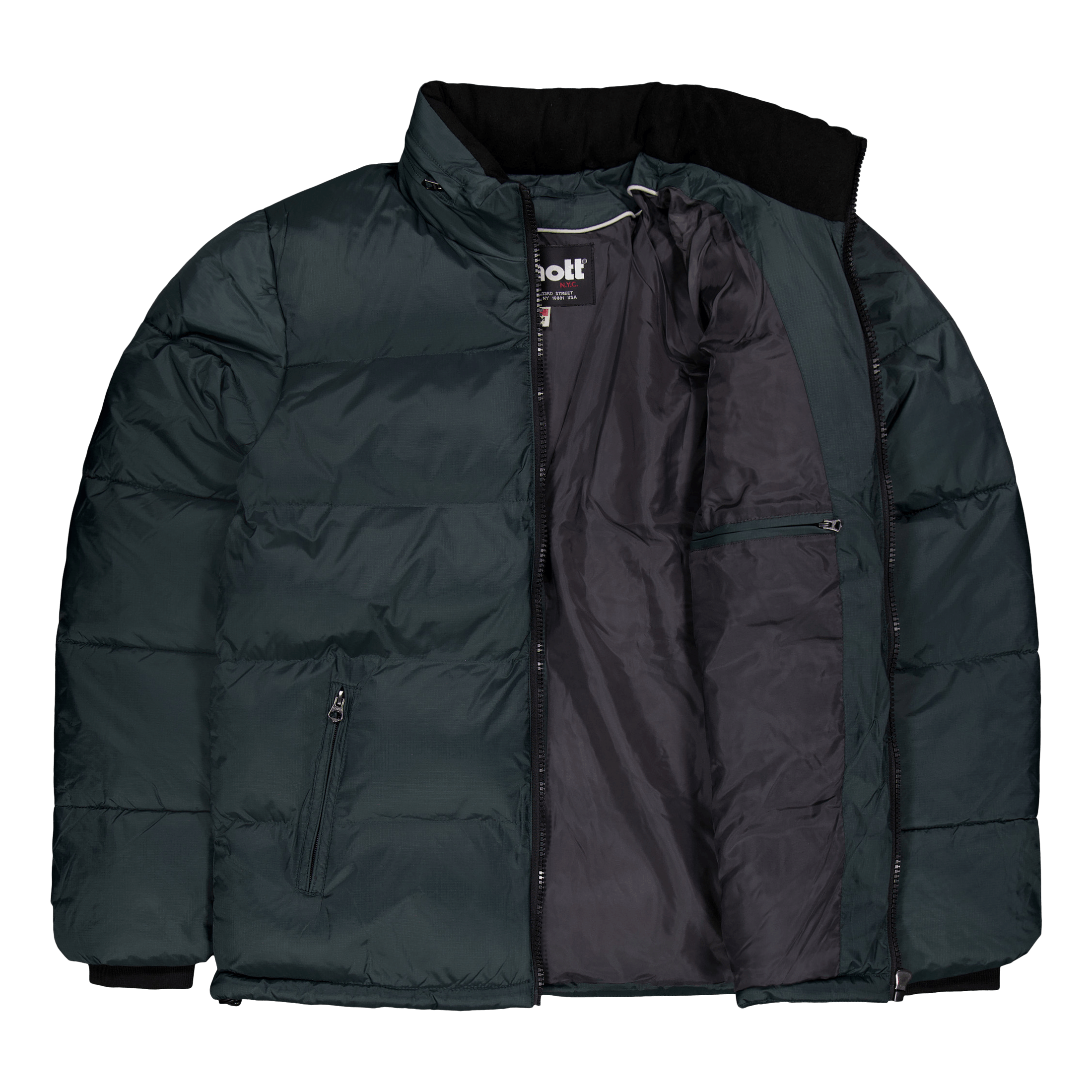 Schott NYC Jacket Zippe Col Haut Broderie Forest