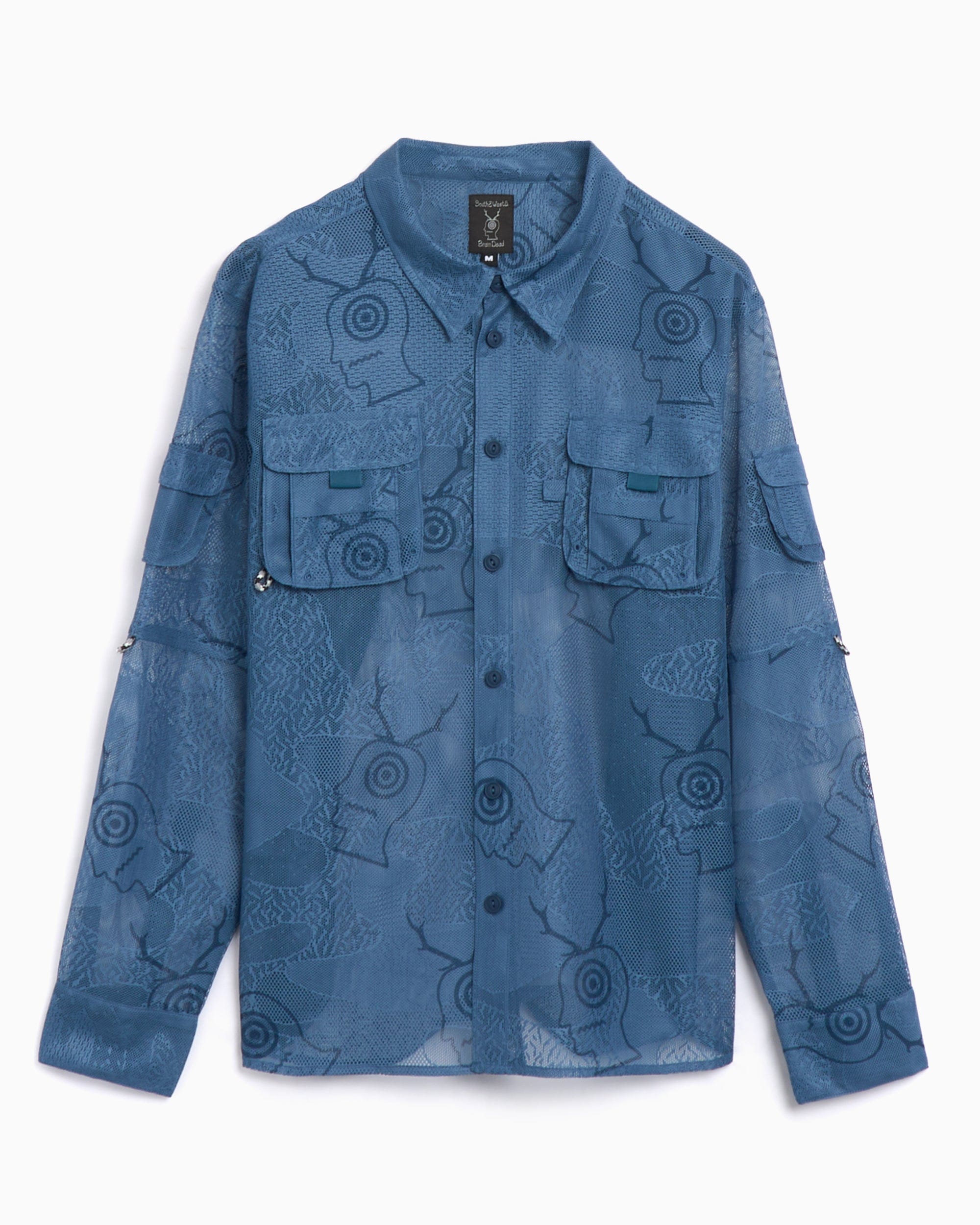 Brain Dead Camisa Relaxed Brain Dead x South2 West8 Men's Engineered Mesh Fishing Shirt para hombre