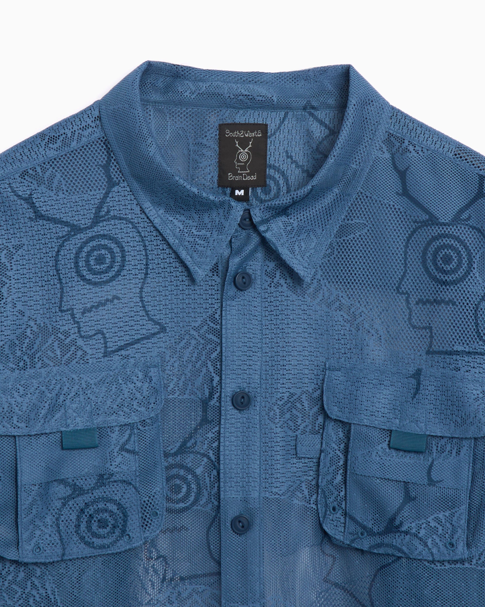 Brain Dead Camisa Relaxed Brain Dead x South2 West8 Men's Engineered Mesh Fishing Shirt para hombre