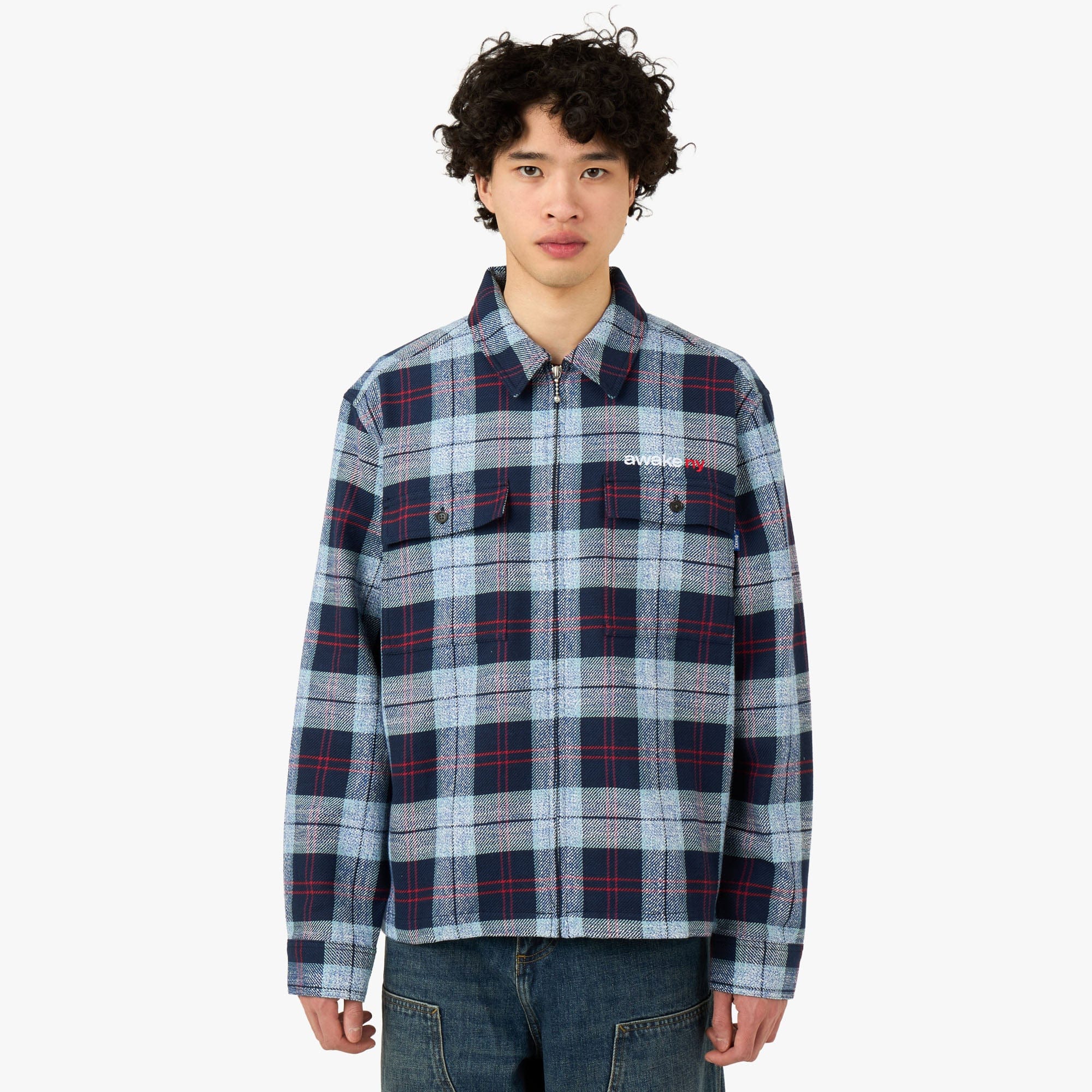 Awake NY Flannel Zip Shirt Blue