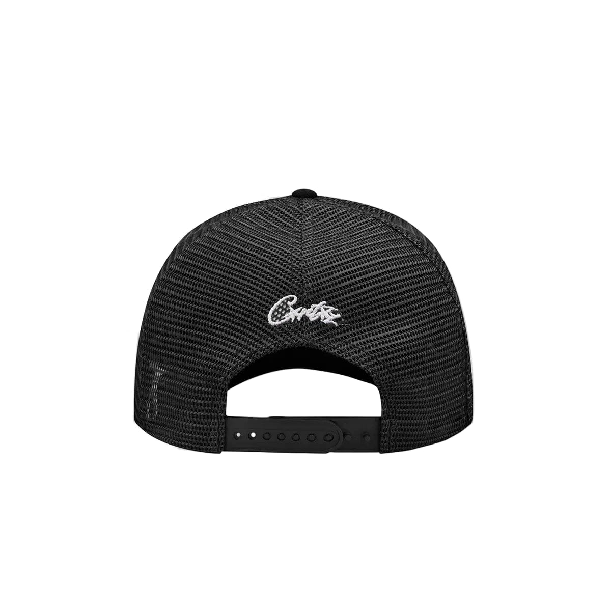 Corteiz Island Puff Print Trucker Hat Black White