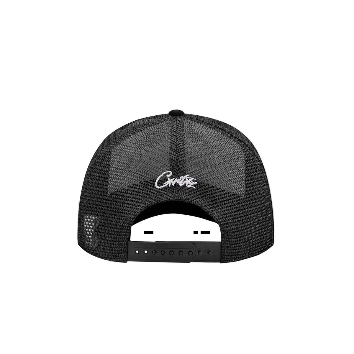 Corteiz Island Puff Print Trucker Hat White Black