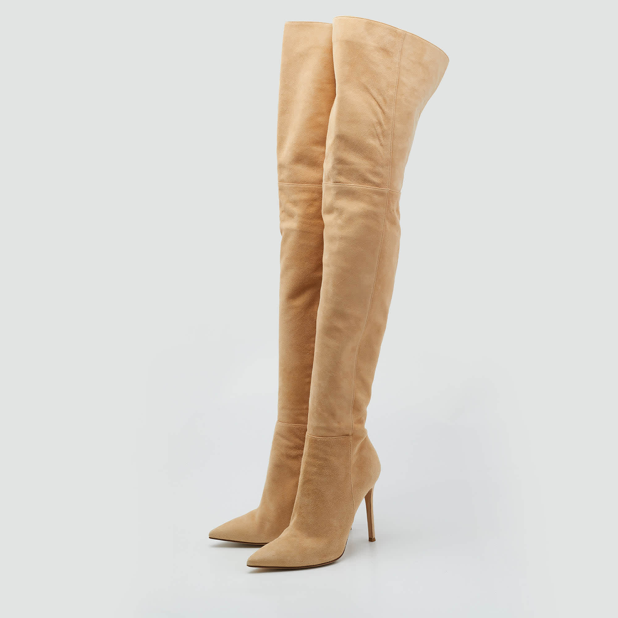 Gianvito Rossi Beige Suede Over The Knee Boots
