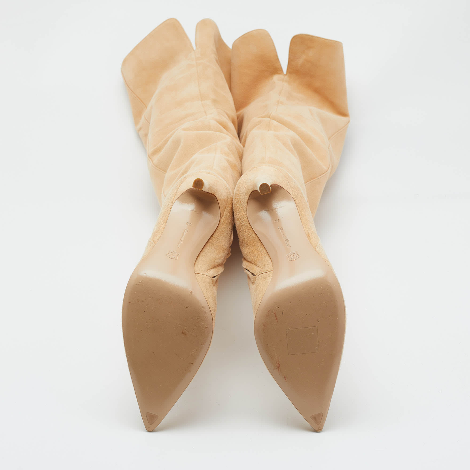 Gianvito Rossi Beige Suede Over The Knee Boots