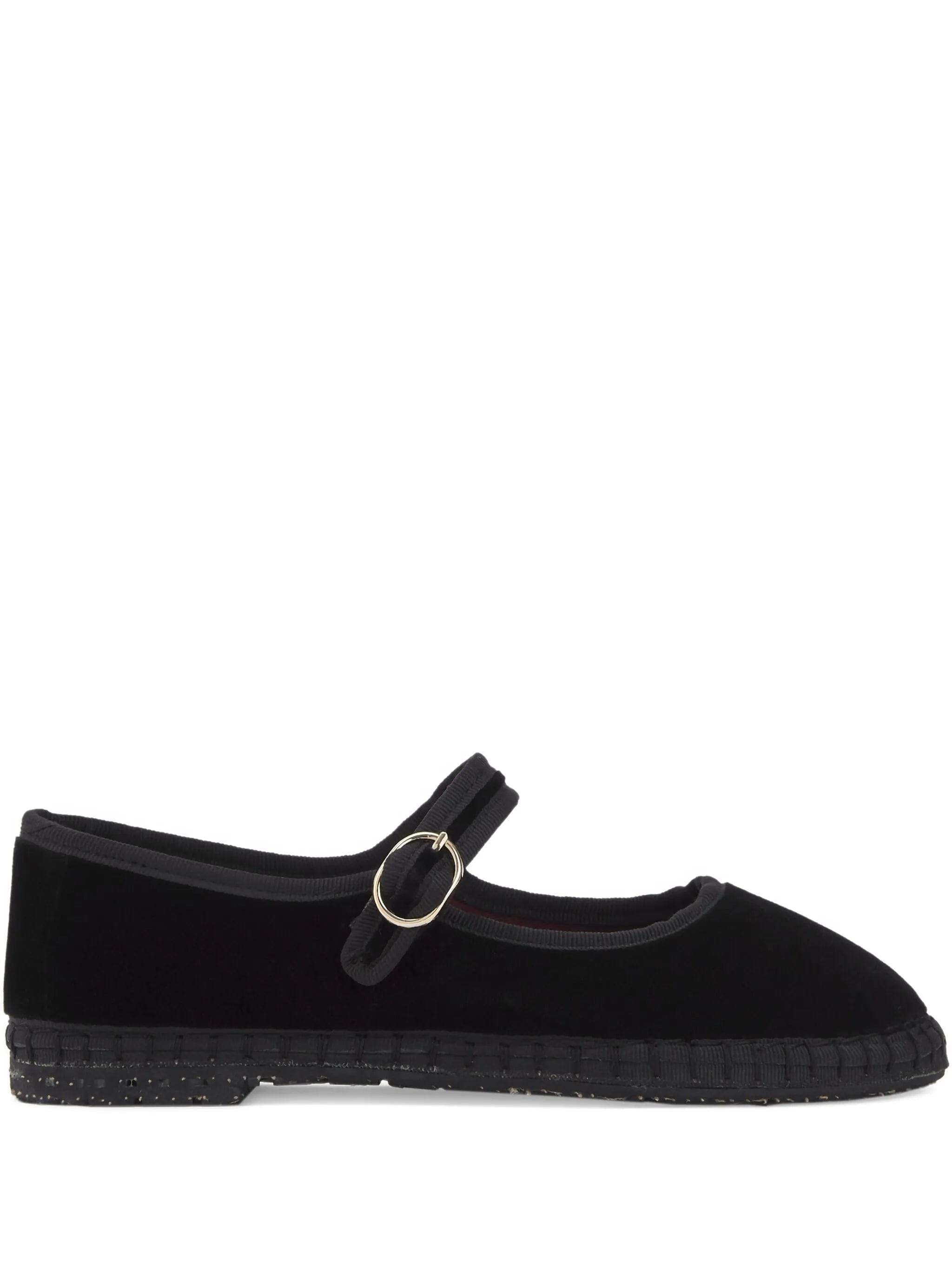 Flabelus Antonia velvet buckle ballet flats