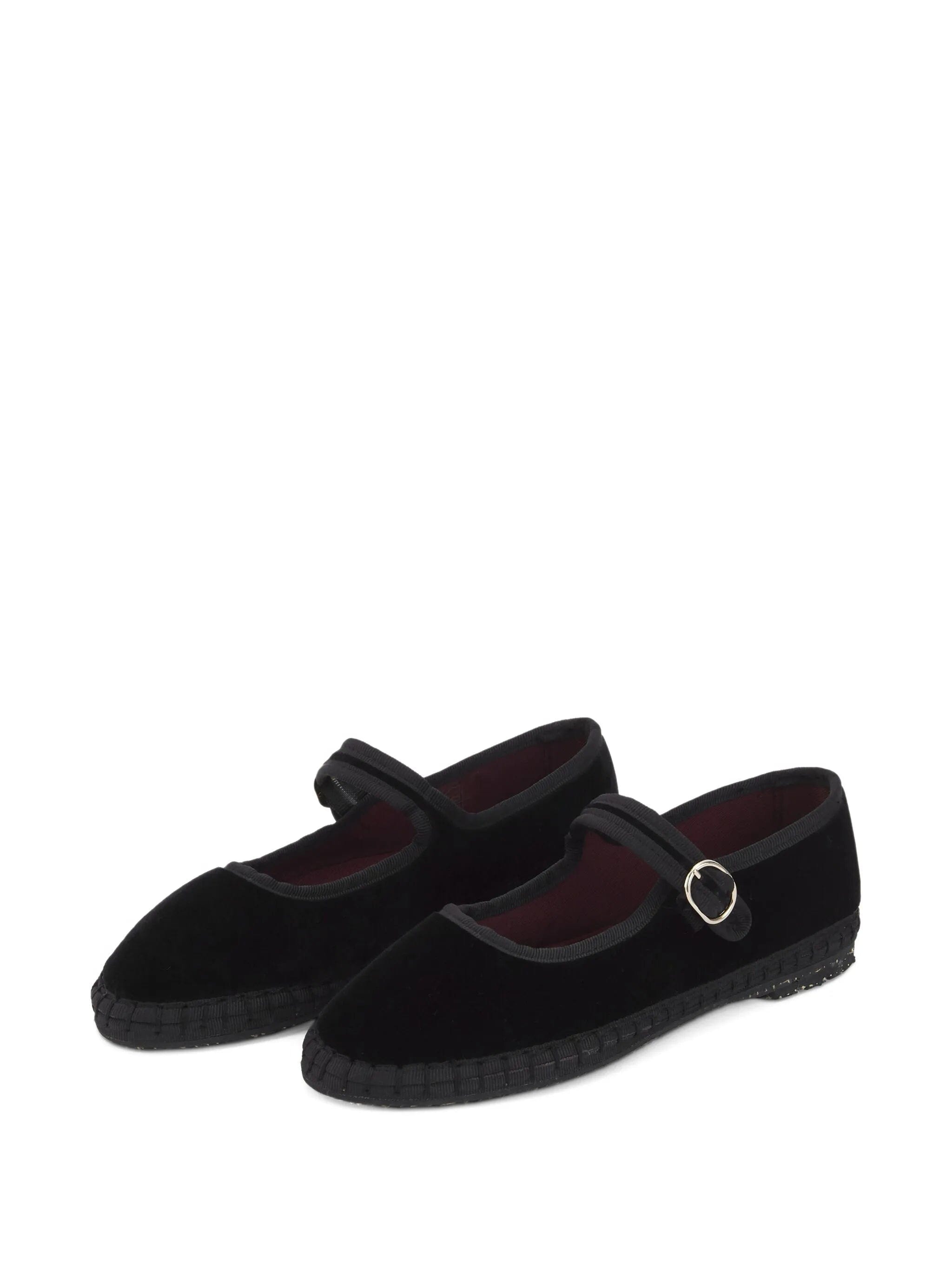 Flabelus Antonia velvet buckle ballet flats