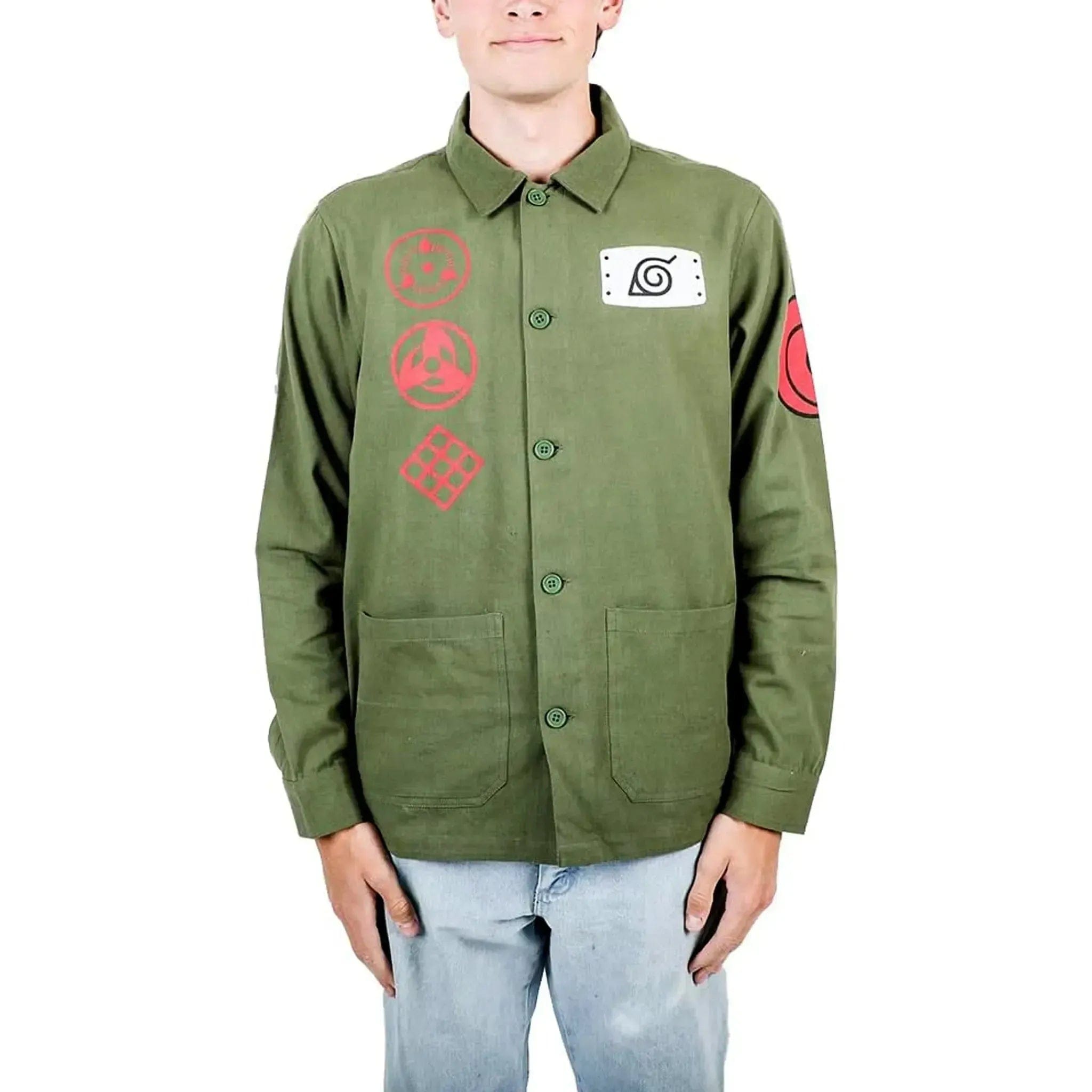 Bioworld Naruto Shippuden - Adult - Size Kakashi Hatake Olive Chore Jacket - Bioworld