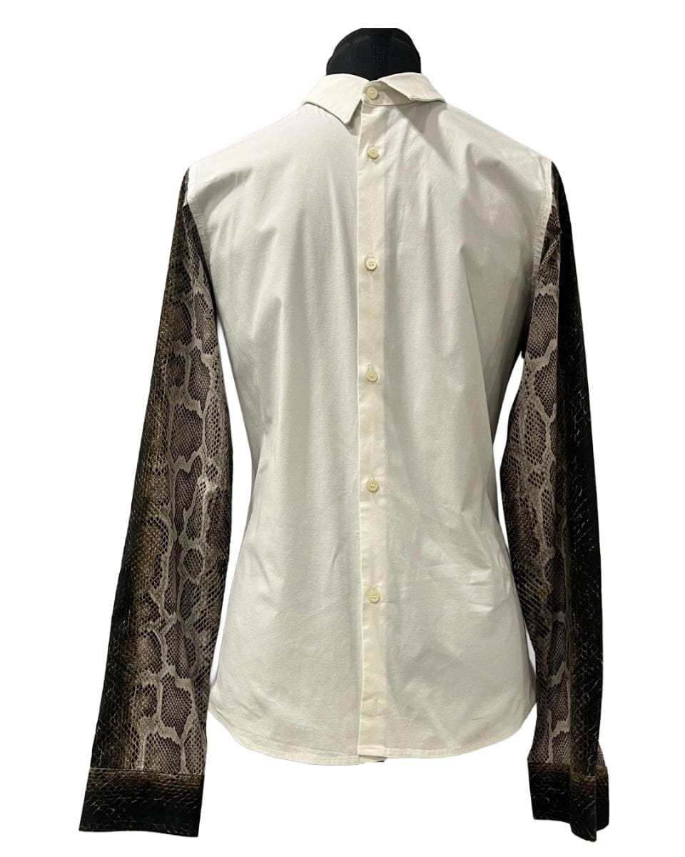 Roberto Cavalli Size - L White Snakeprint Sleeved Shirt