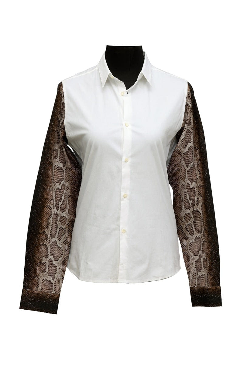 Roberto Cavalli Size - L White Snakeprint Sleeved Shirt