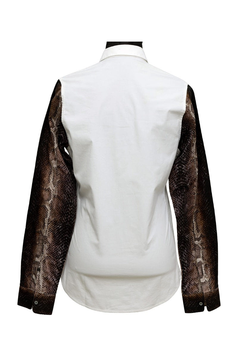 Roberto Cavalli Size - L White Snakeprint Sleeved Shirt