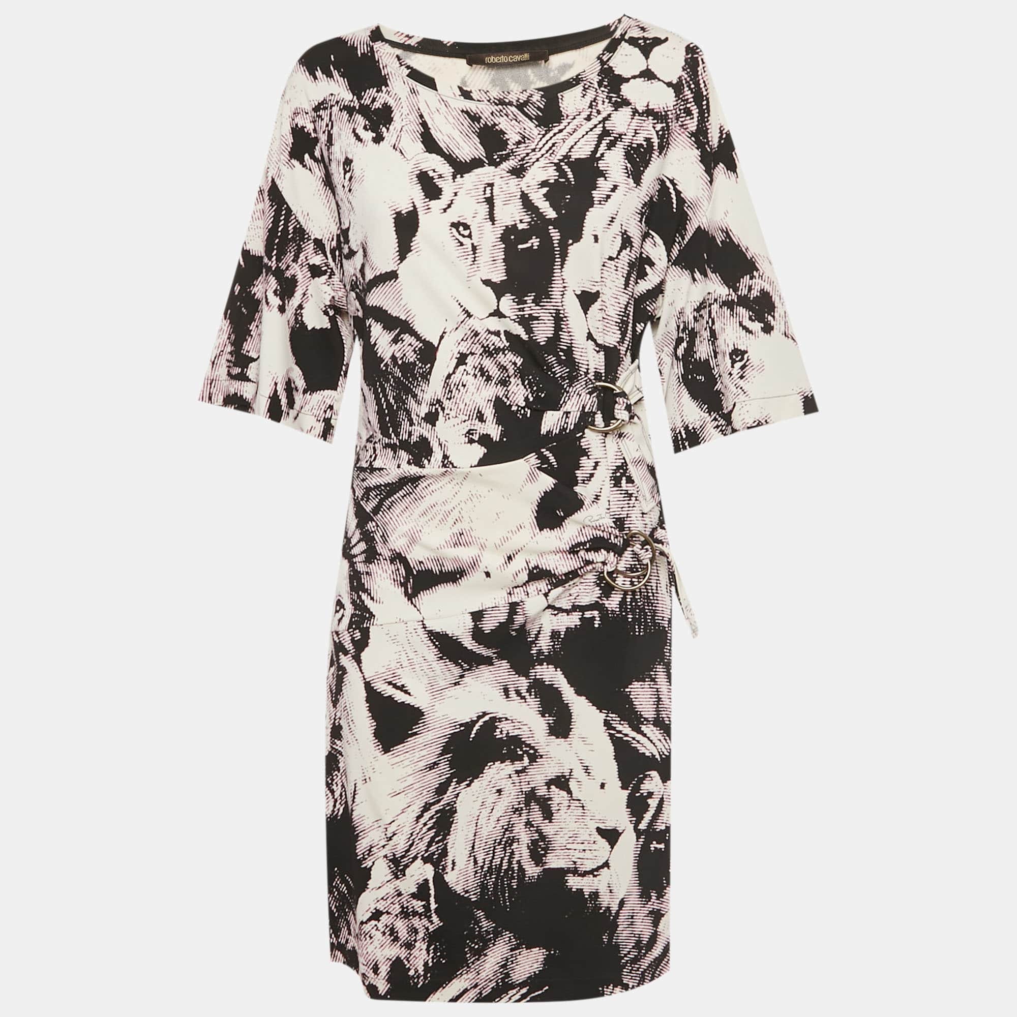 Roberto Cavalli Multicolor Printed Jersey Midi Dress