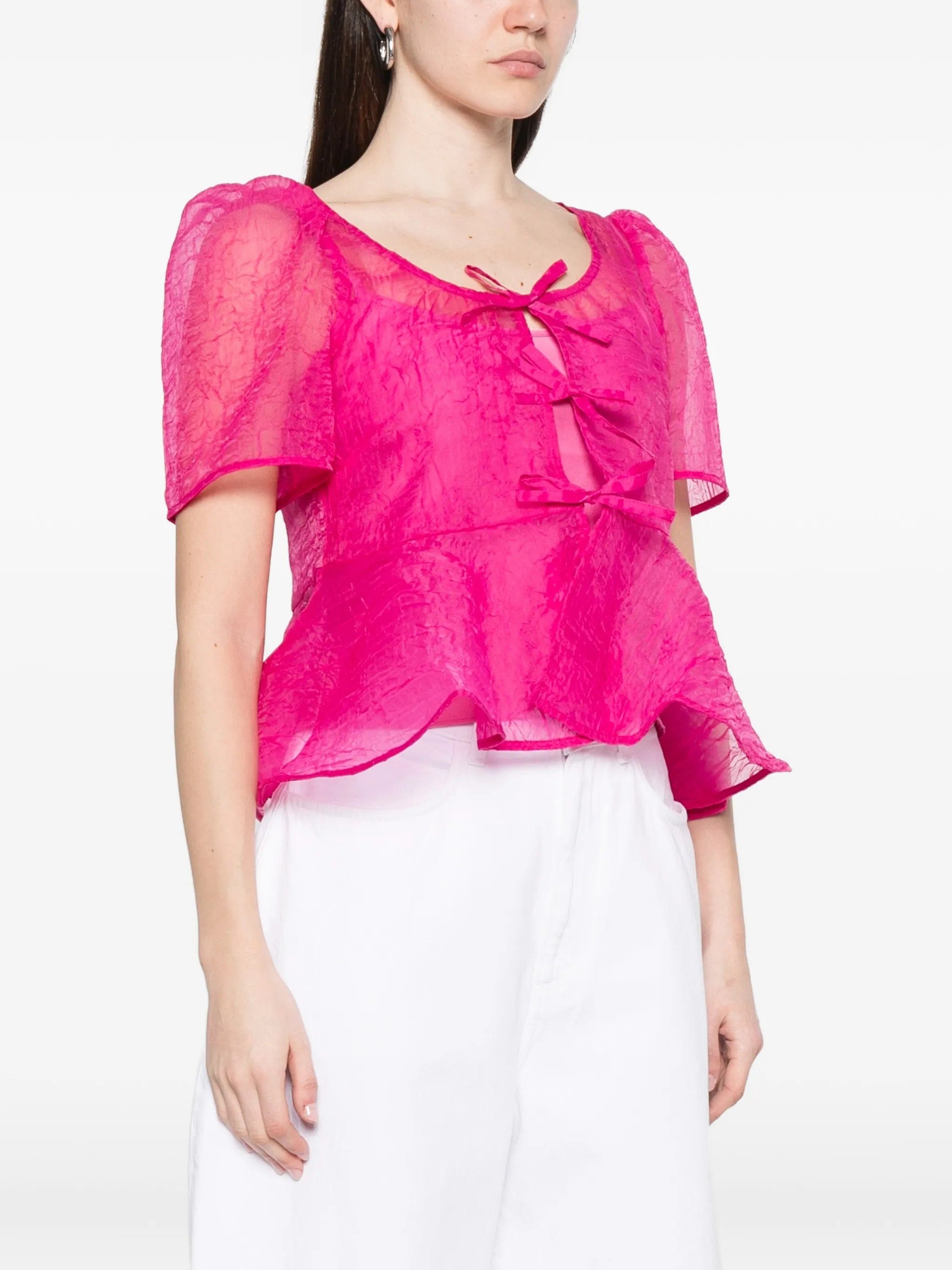 GANNI shibori organza blouse
