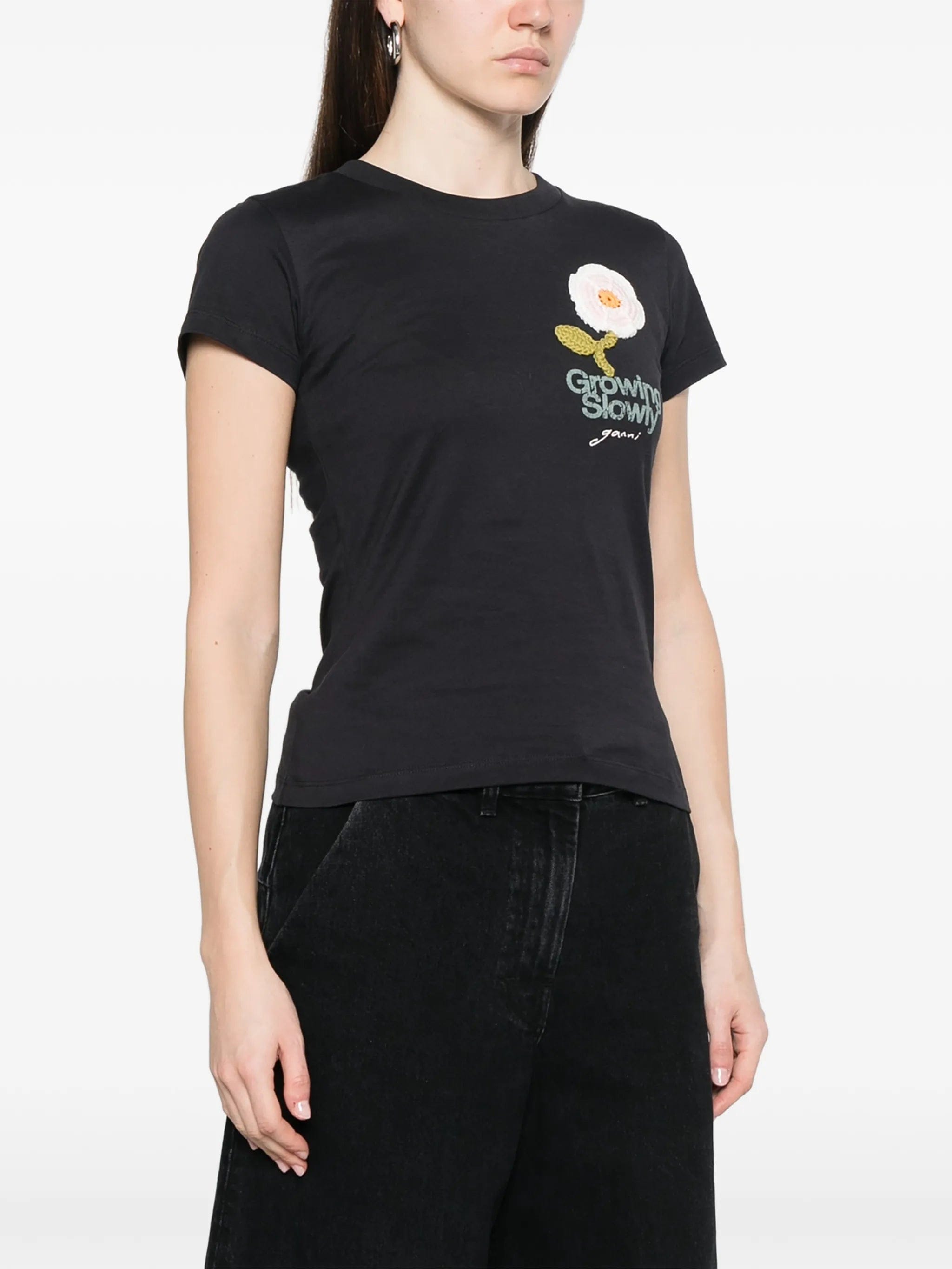 GANNI crochet - patch baby T - shirt