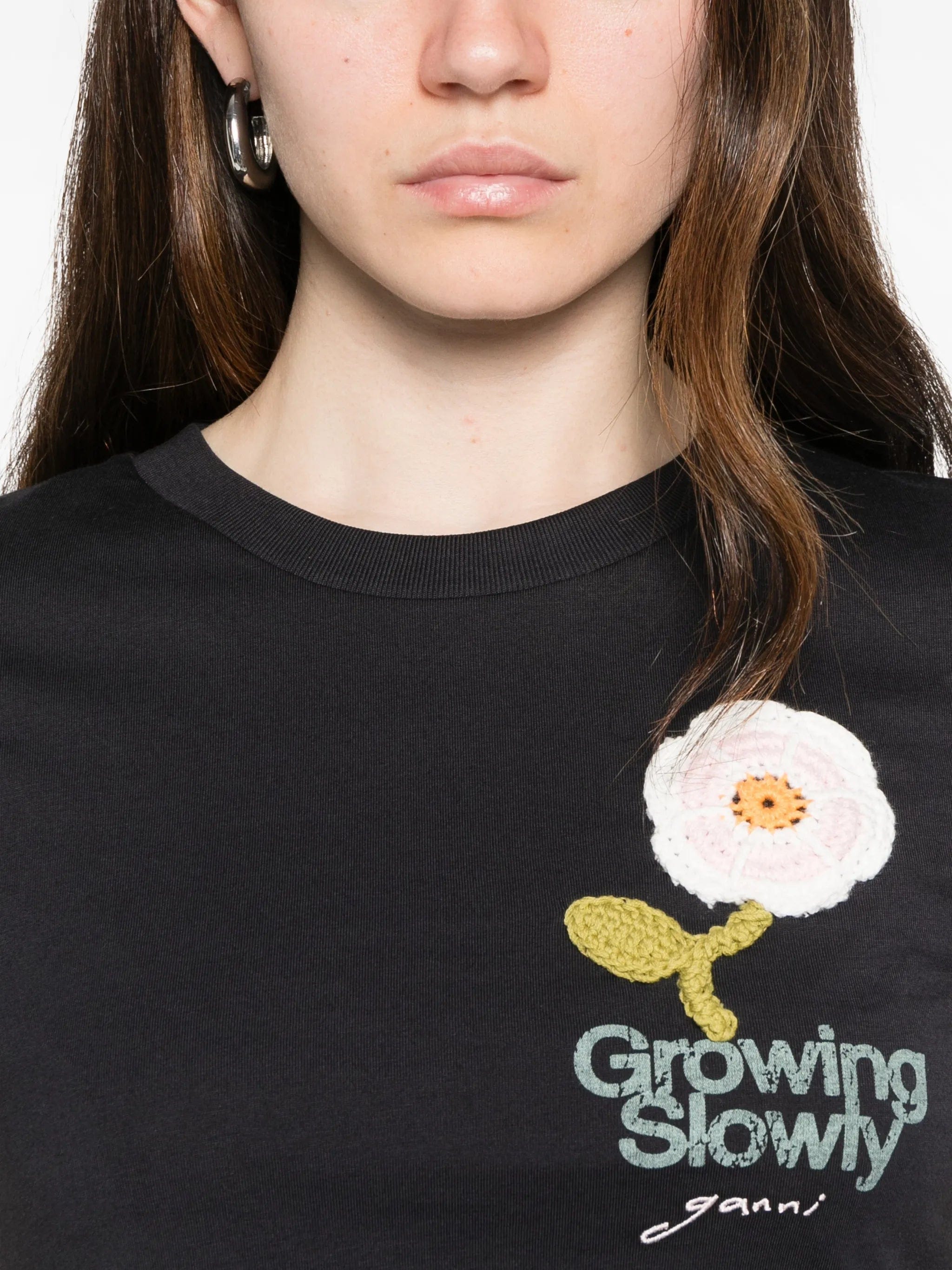 GANNI crochet - patch baby T - shirt