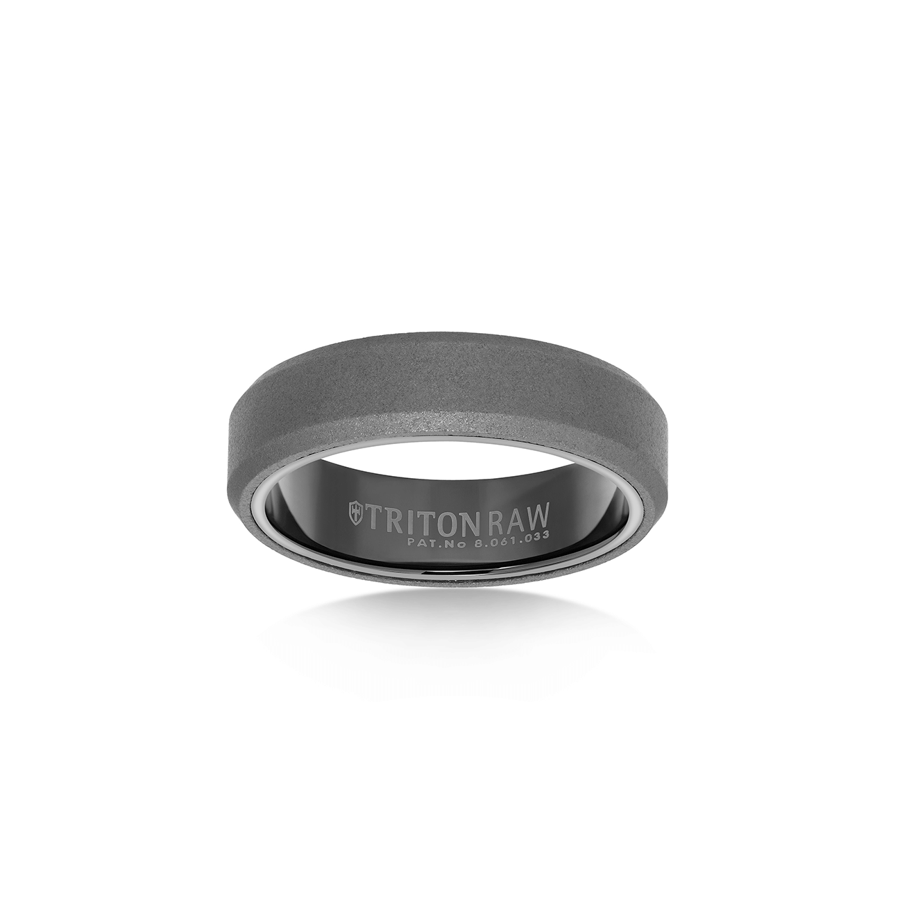 Triton RAW Men's 6 mm Grey PVD Tungsten Beveled Edge Flat Profile Wedding Band