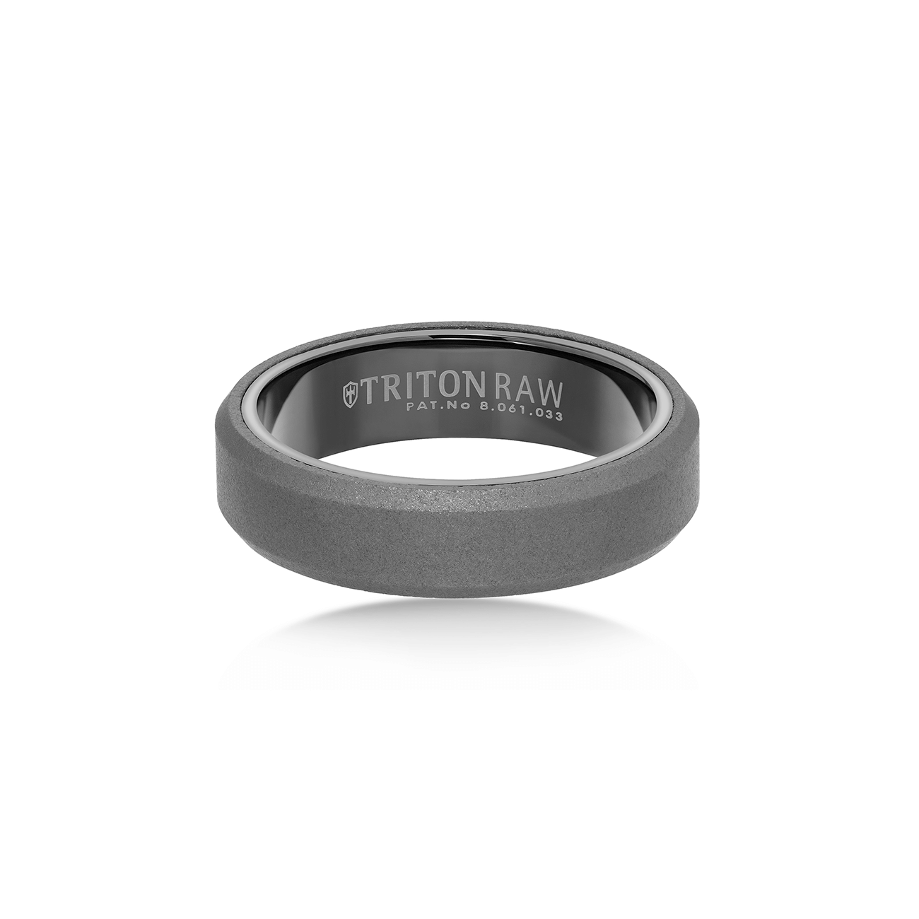 Triton RAW Men's 6 mm Grey PVD Tungsten Beveled Edge Flat Profile Wedding Band