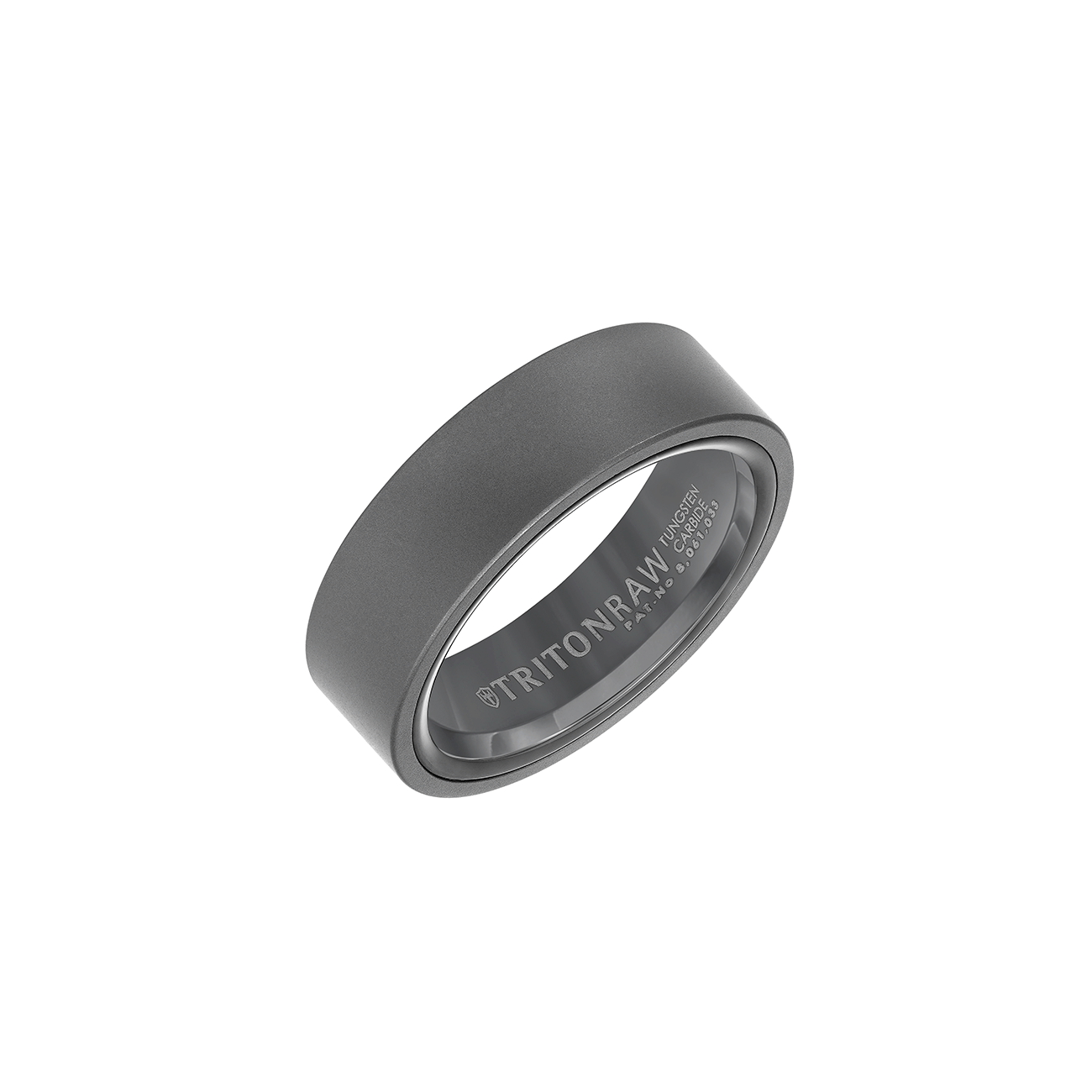 Triton RAW Men's 7 mm Black PVD Tungsten Flat Profile Wedding Band