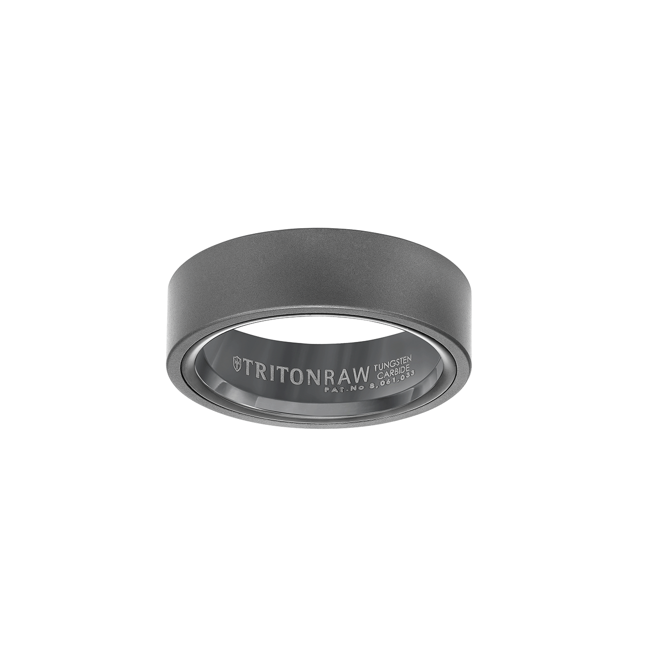 Triton RAW Men's 7 mm Black PVD Tungsten Flat Profile Wedding Band