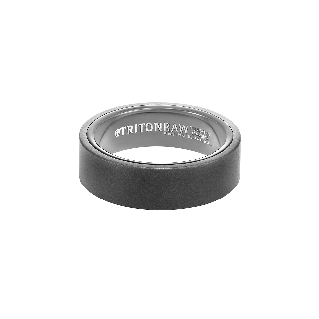 Triton RAW Men's 7 mm Black PVD Tungsten Flat Profile Wedding Band