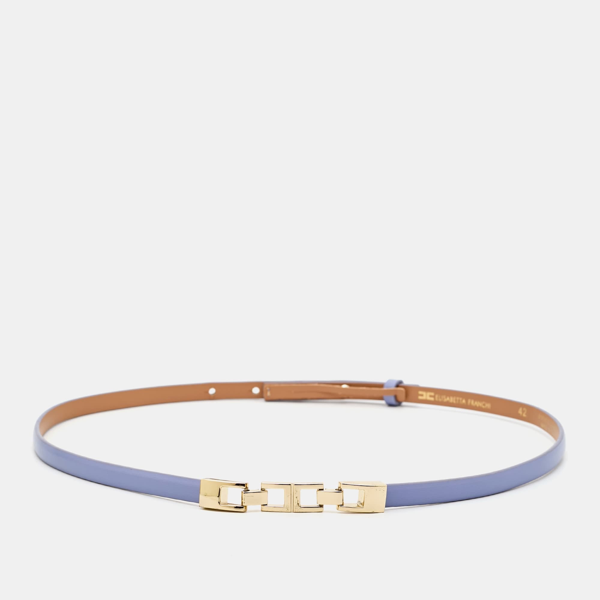 Elisabetta Franchi Purple Faux Leather Slim Belt