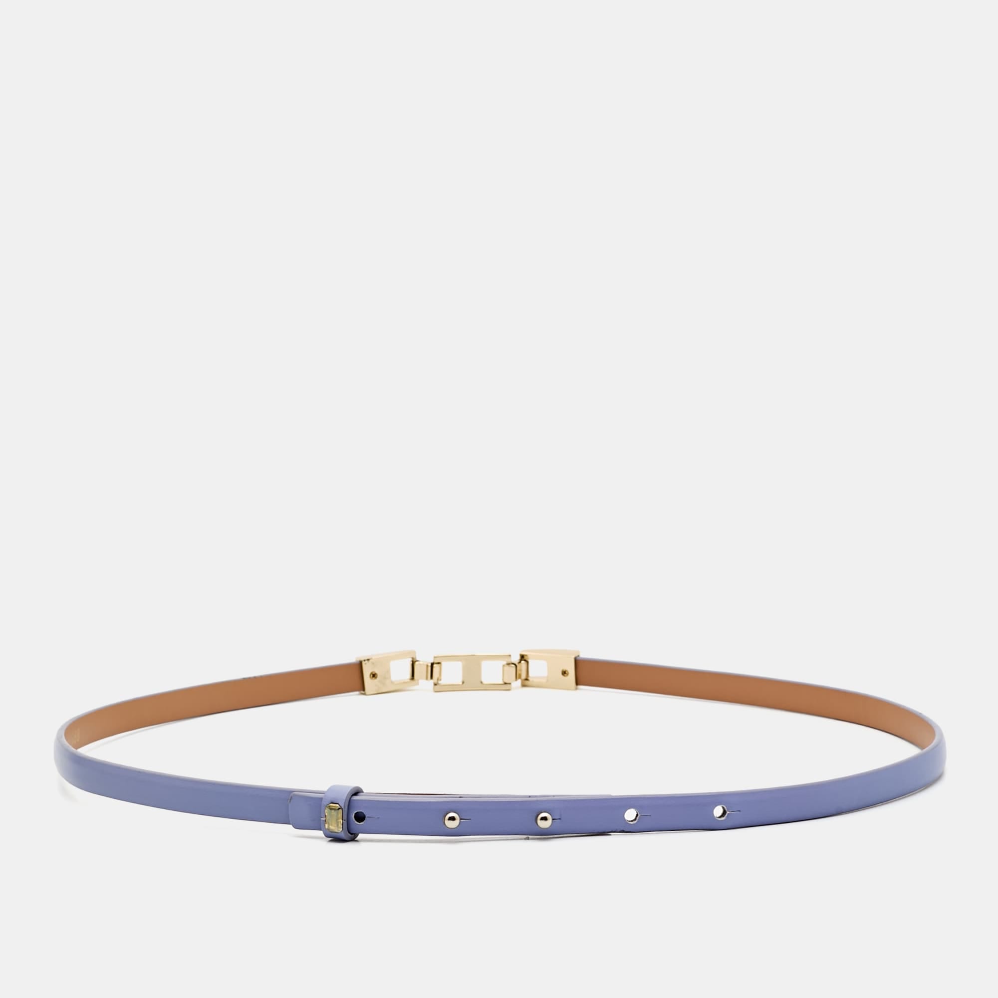 Elisabetta Franchi Purple Faux Leather Slim Belt