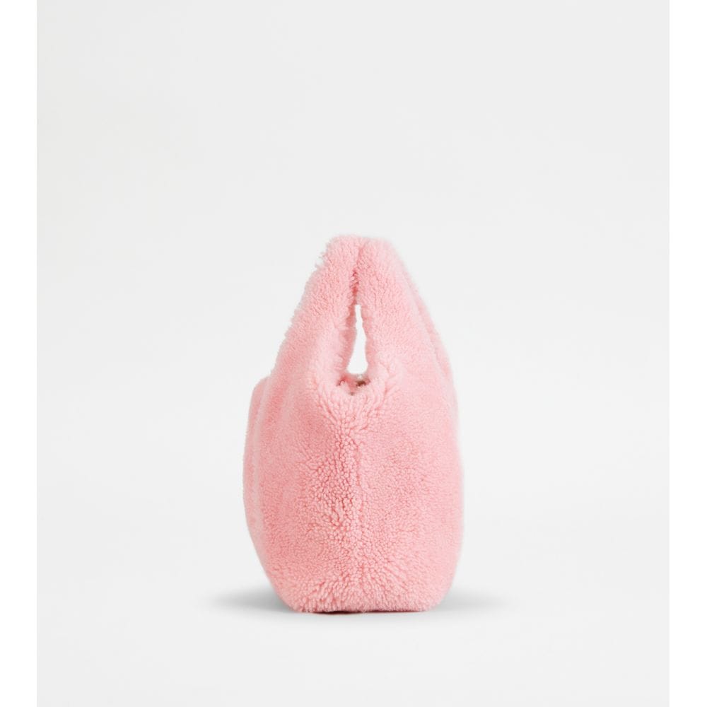 Tod's Tods Shirt Shopping Bag In Sheepskin Mini Rose