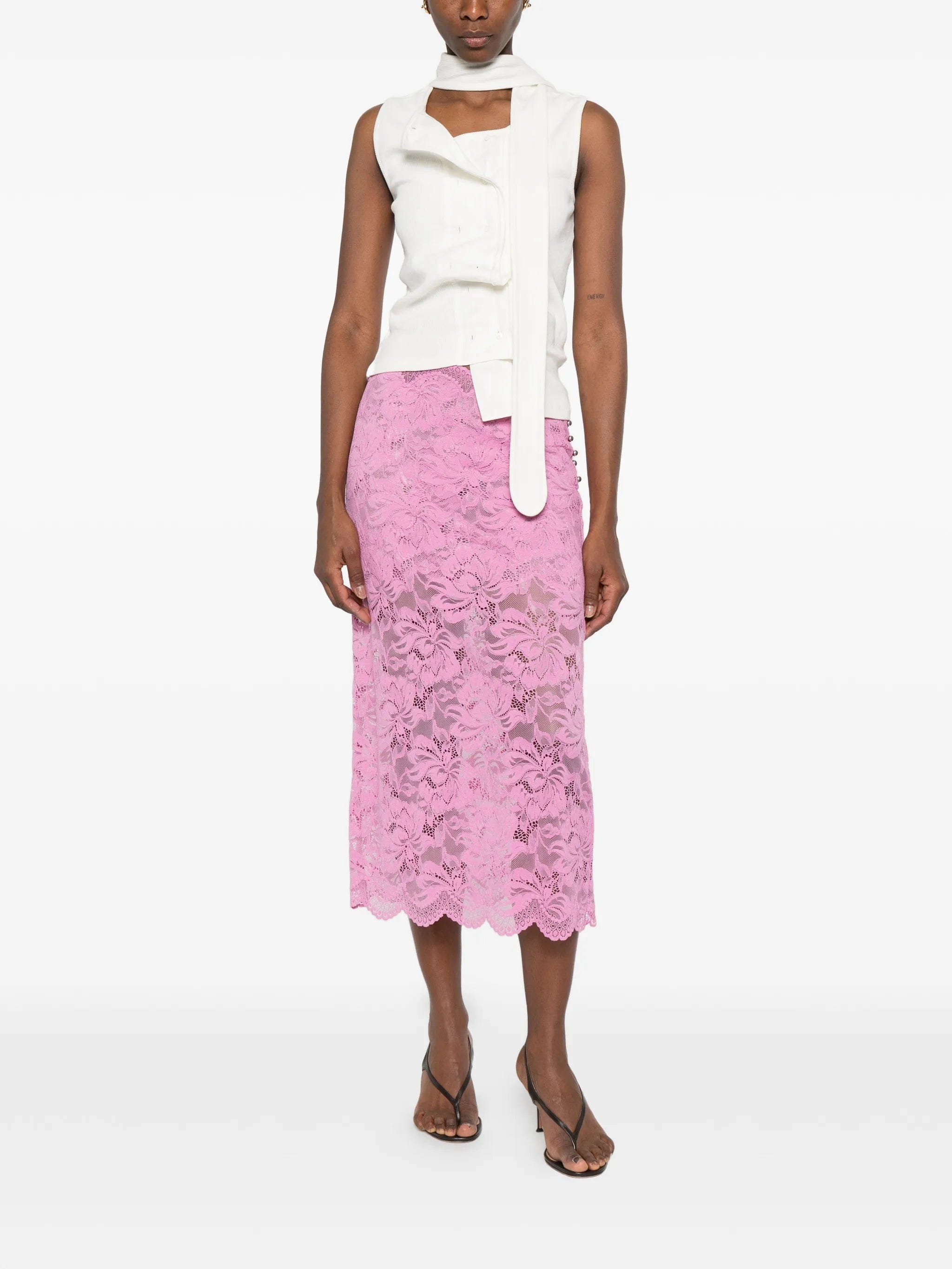 Rabanne lace pencil midi skirt