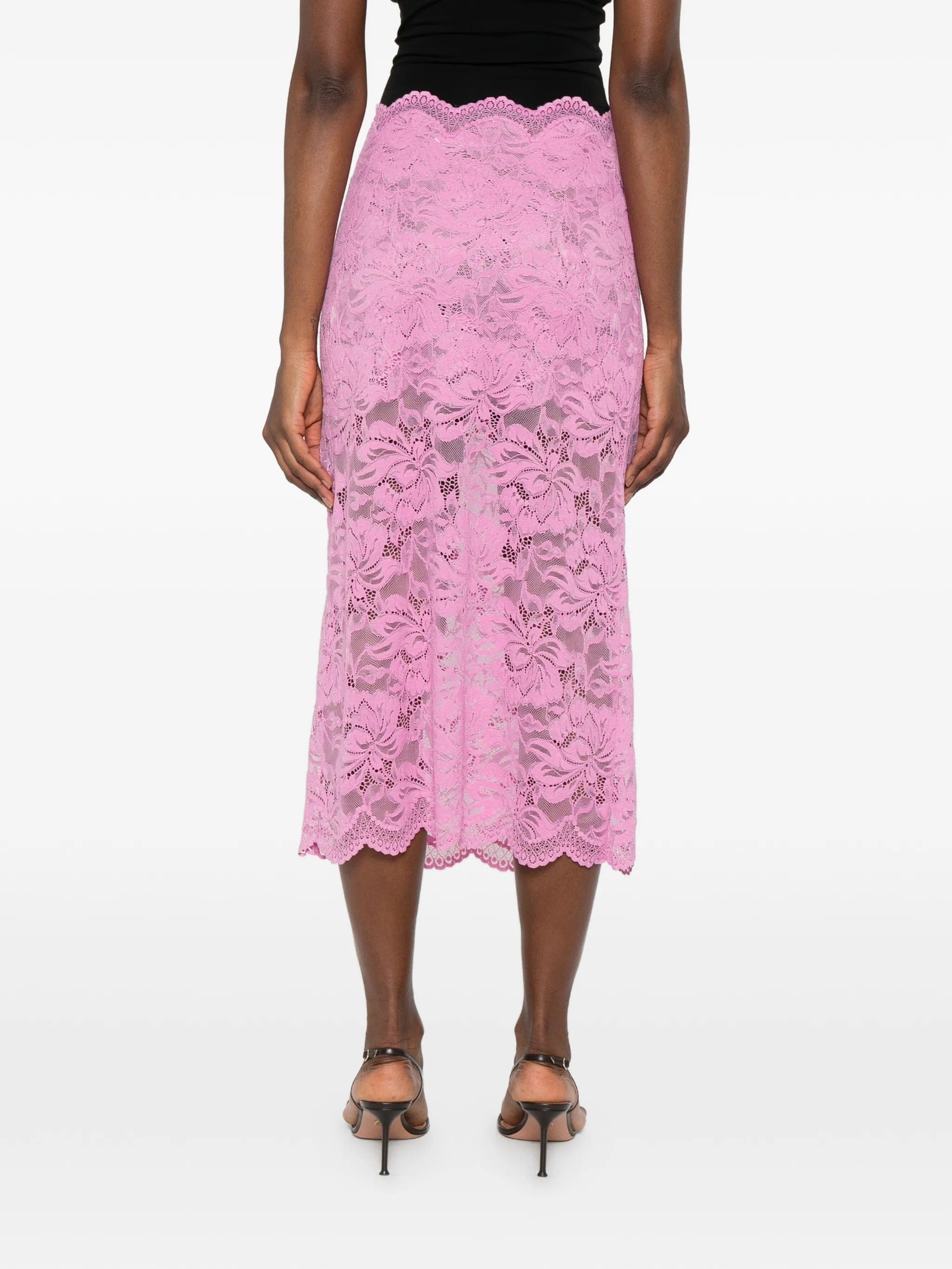 Rabanne lace pencil midi skirt