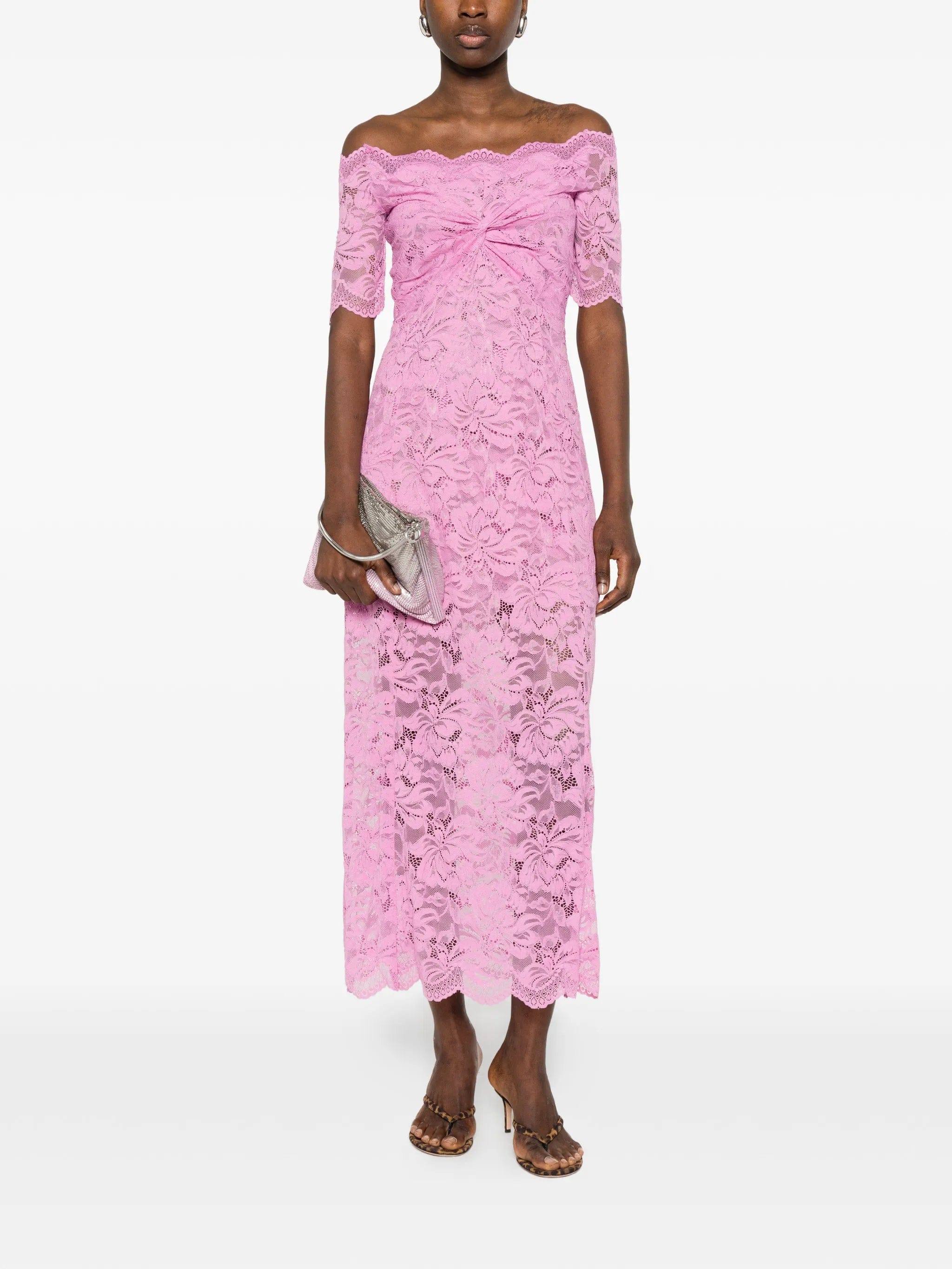 Rabanne off - shoulder lace midi dress