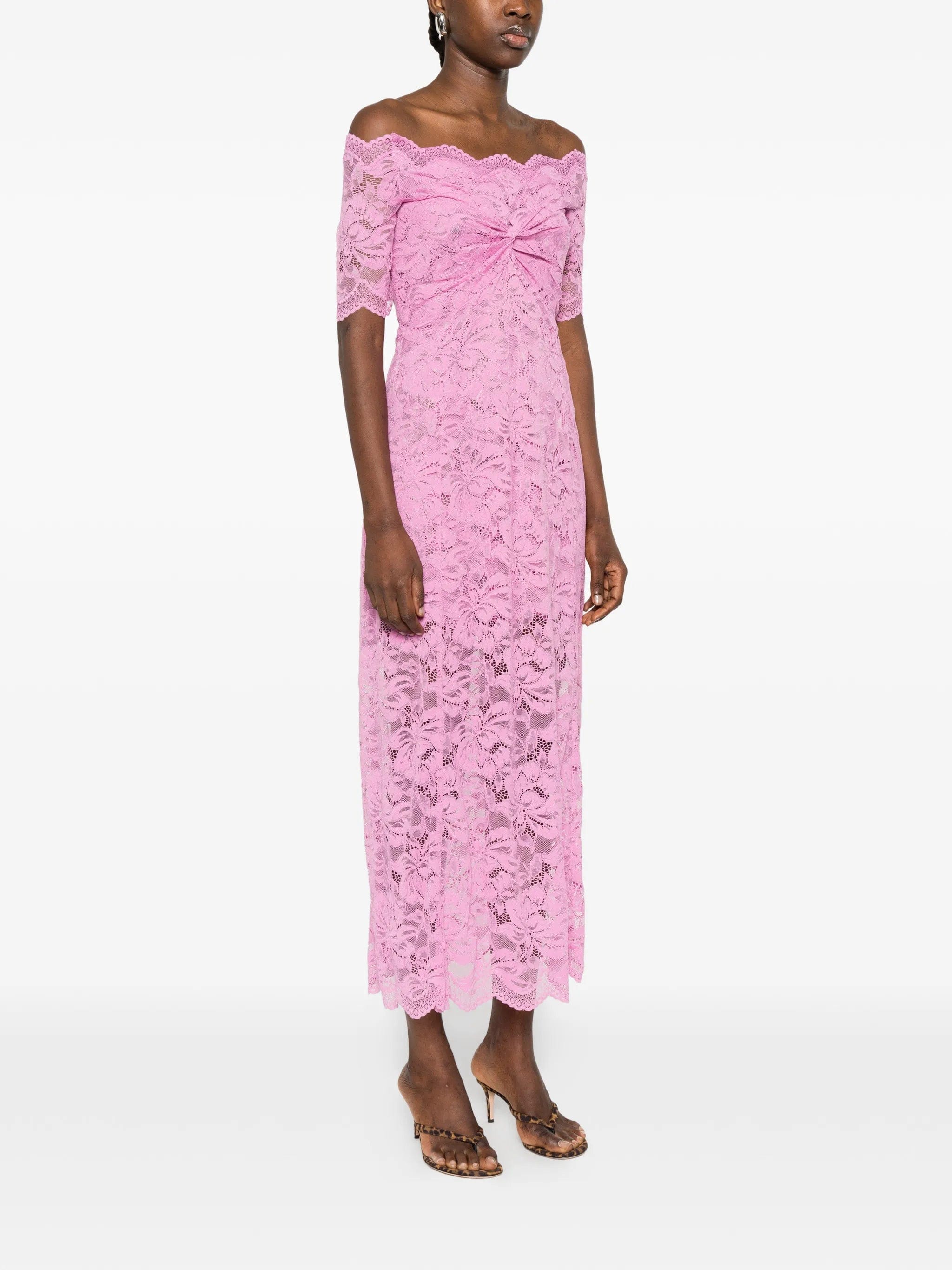 Rabanne off - shoulder lace midi dress