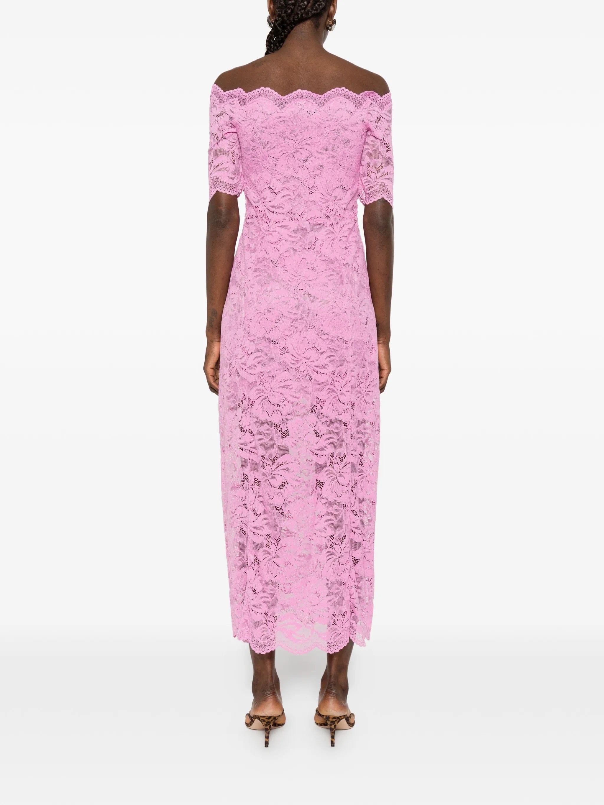 Rabanne off - shoulder lace midi dress