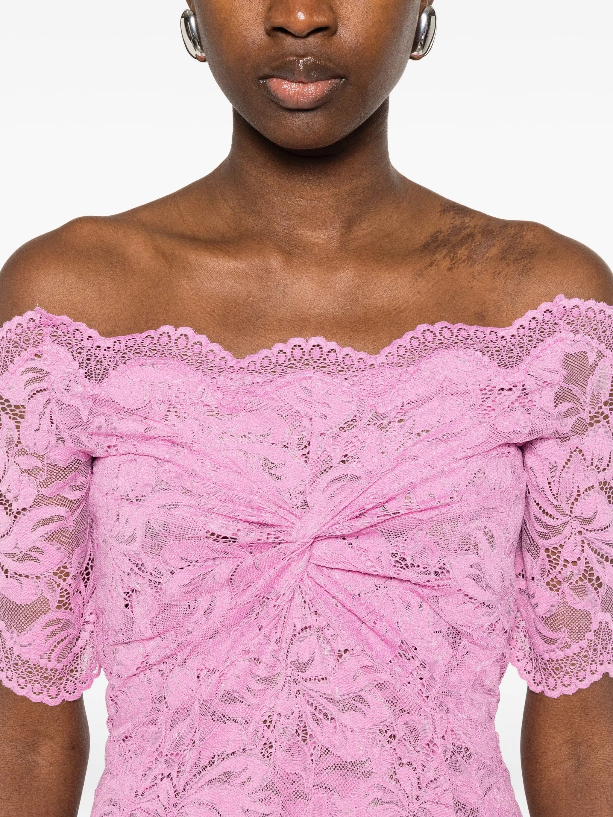 Rabanne off - shoulder lace midi dress