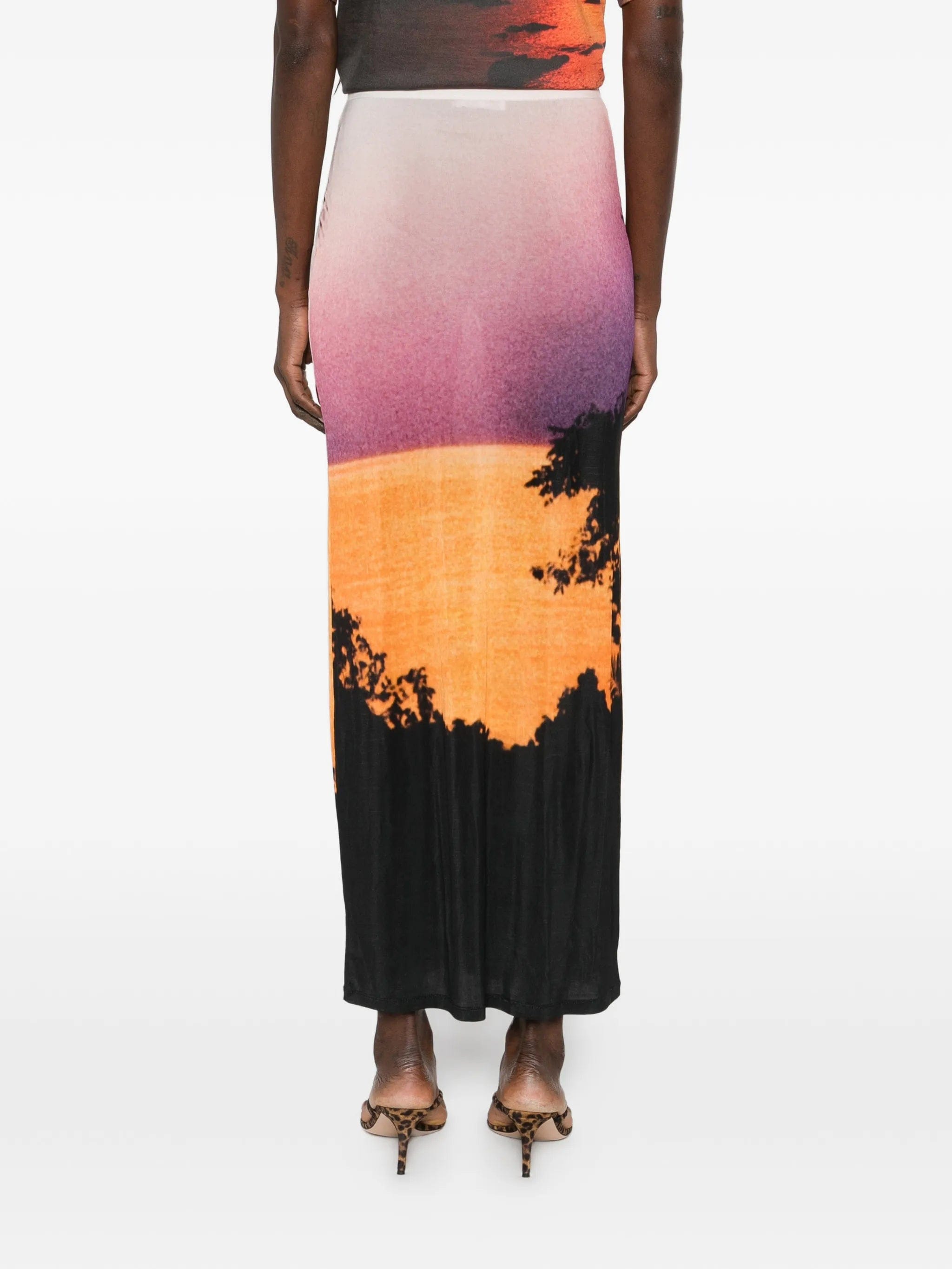 Rabanne palm print midi skirt