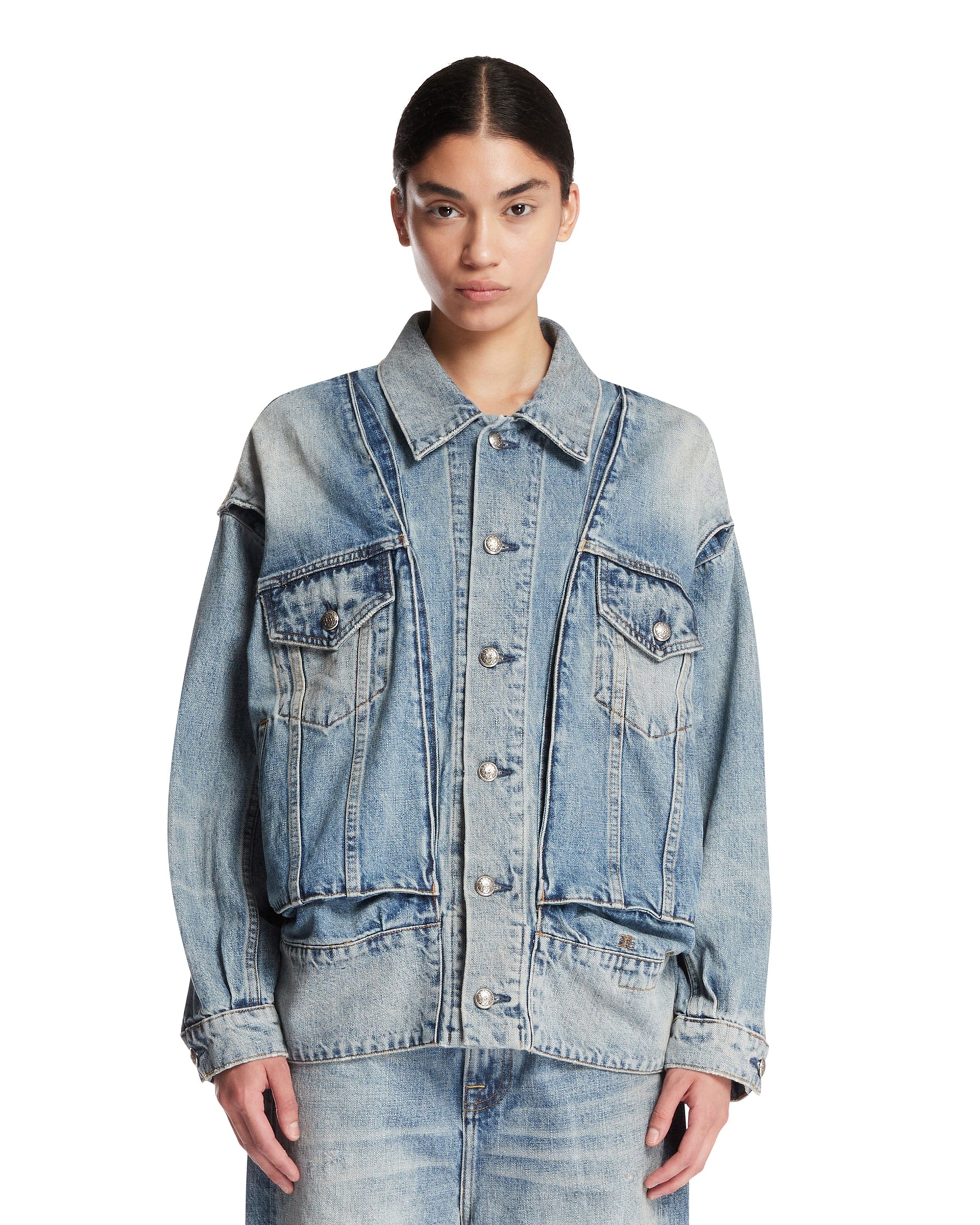 R13 Giacca In Denim Washed Blu