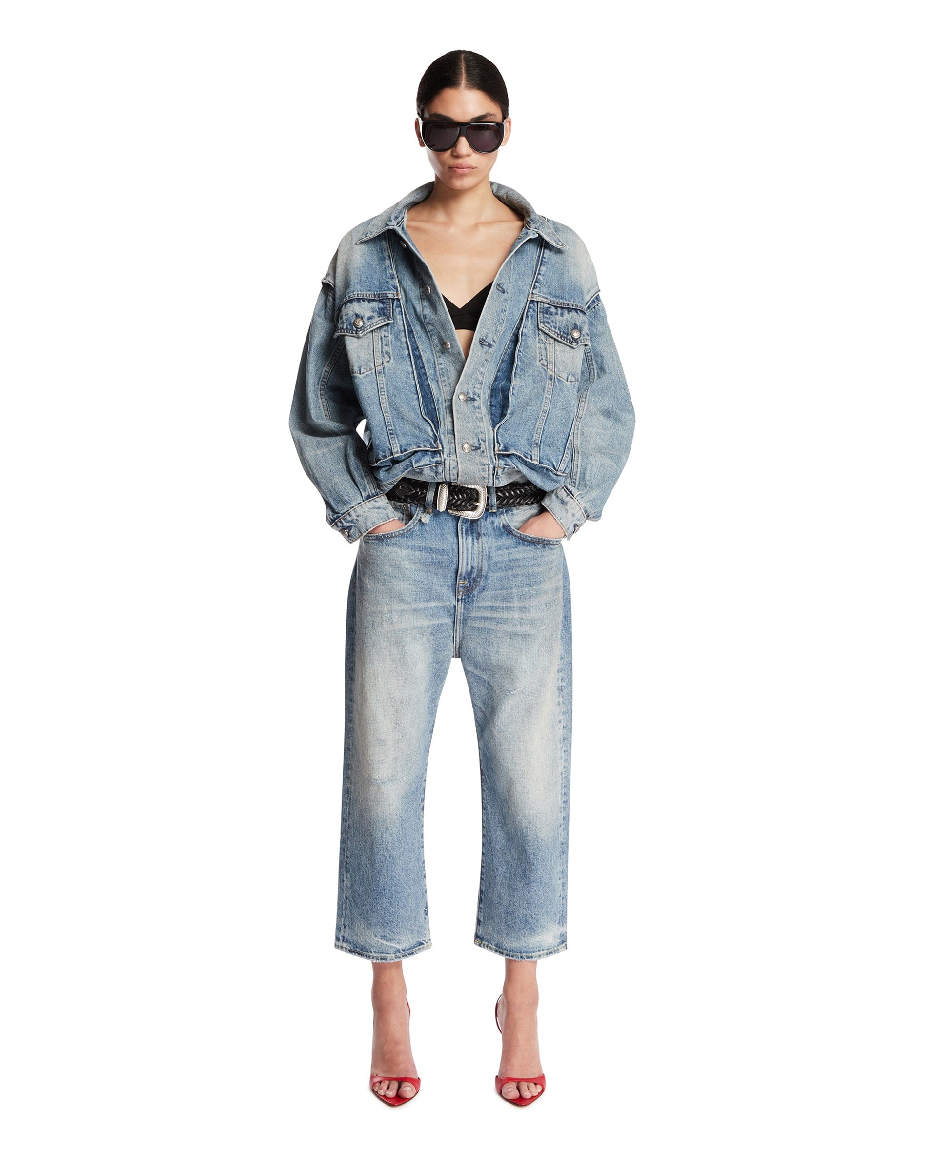 R13 Giacca In Denim Washed Blu