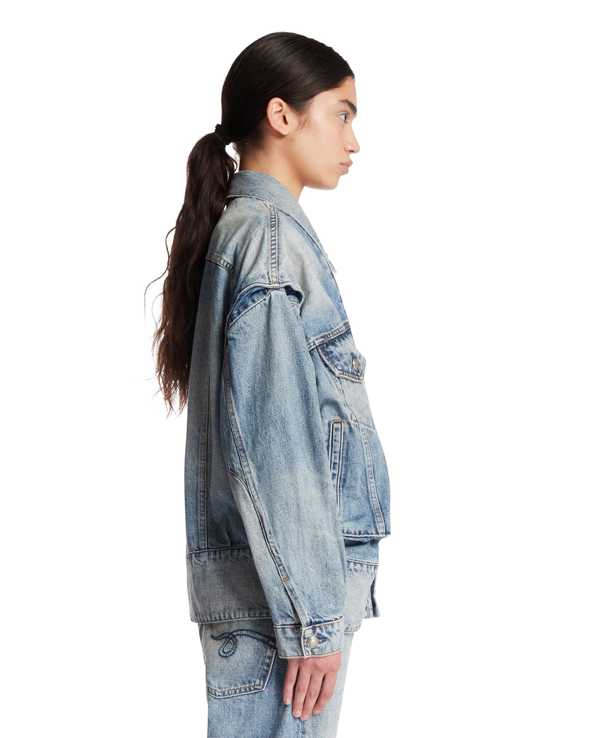 R13 Giacca In Denim Washed Blu