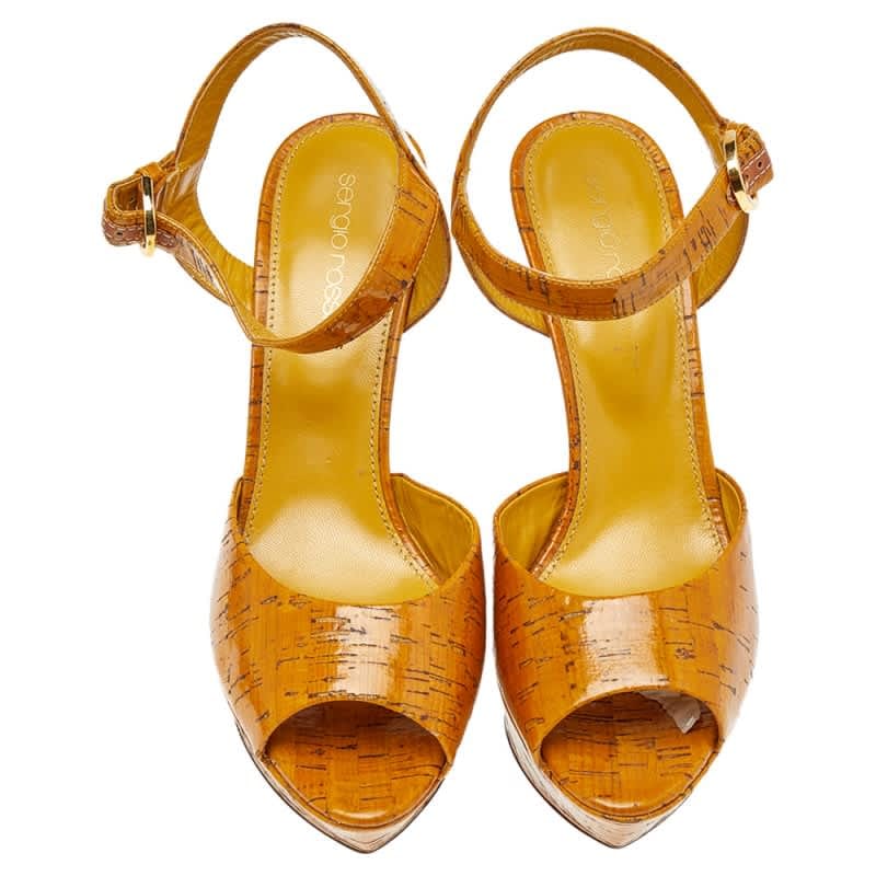 Sergio Rossi Brown Leather Platform Sandals