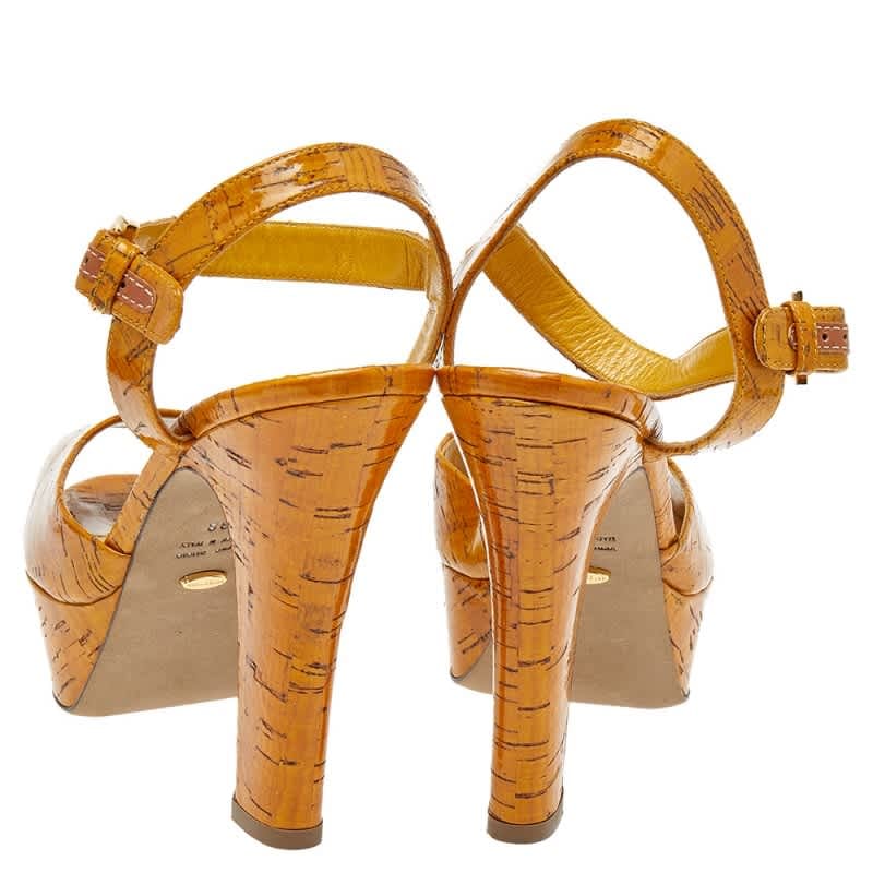 Sergio Rossi Brown Leather Platform Sandals