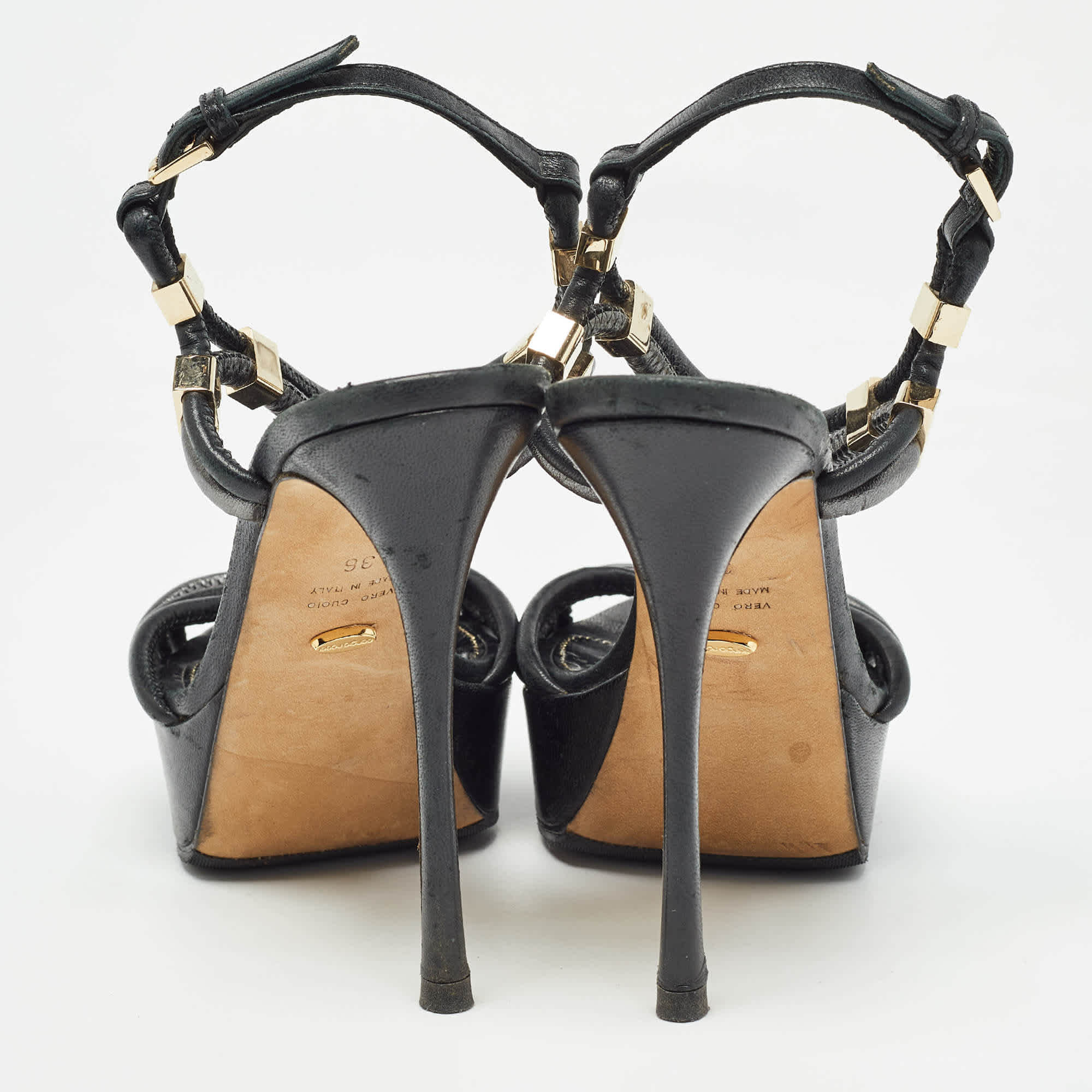 Sergio Rossi Black/metallic Grey Leather Strappy Platform Sandals