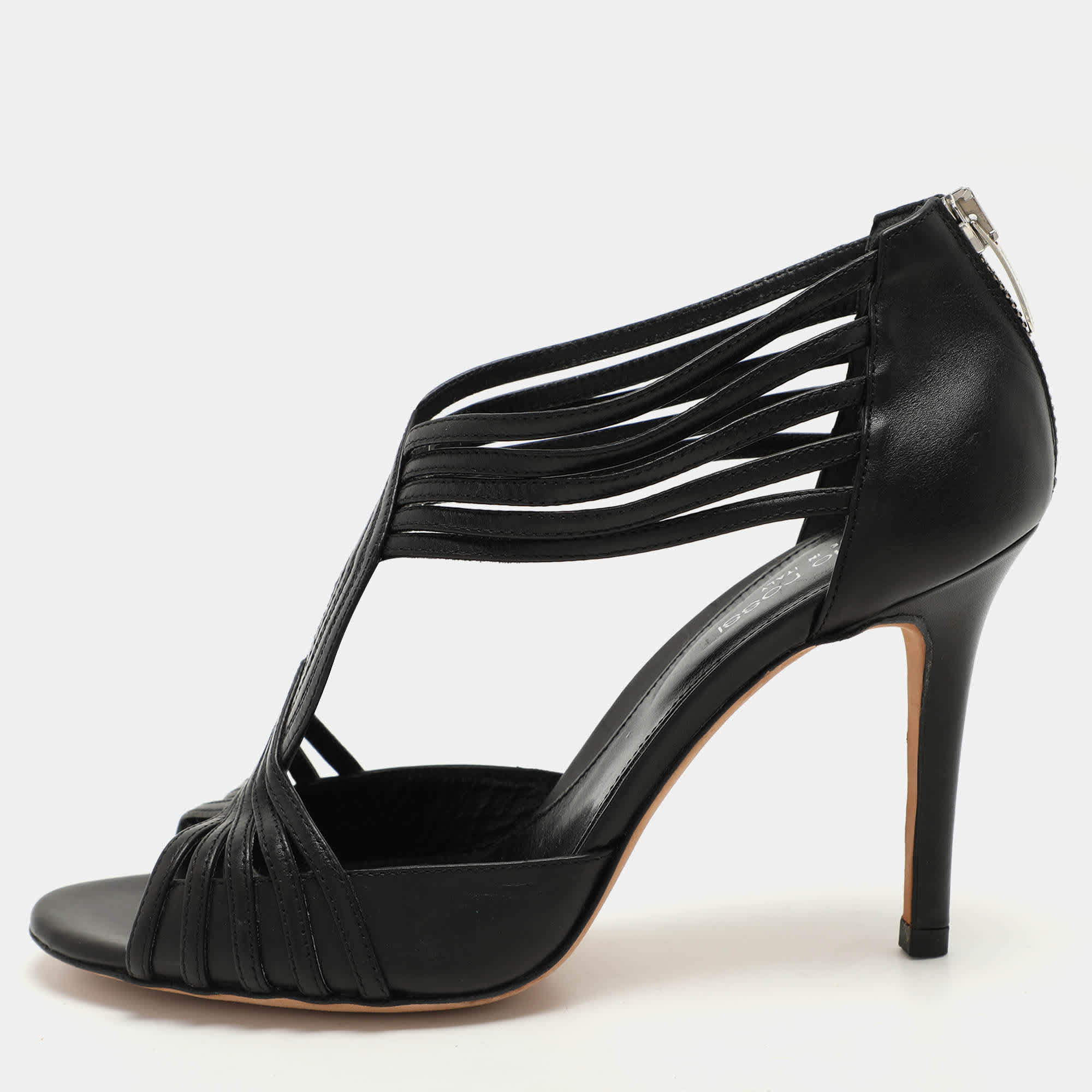Sergio Rossi Black Leather Stappy Sandals