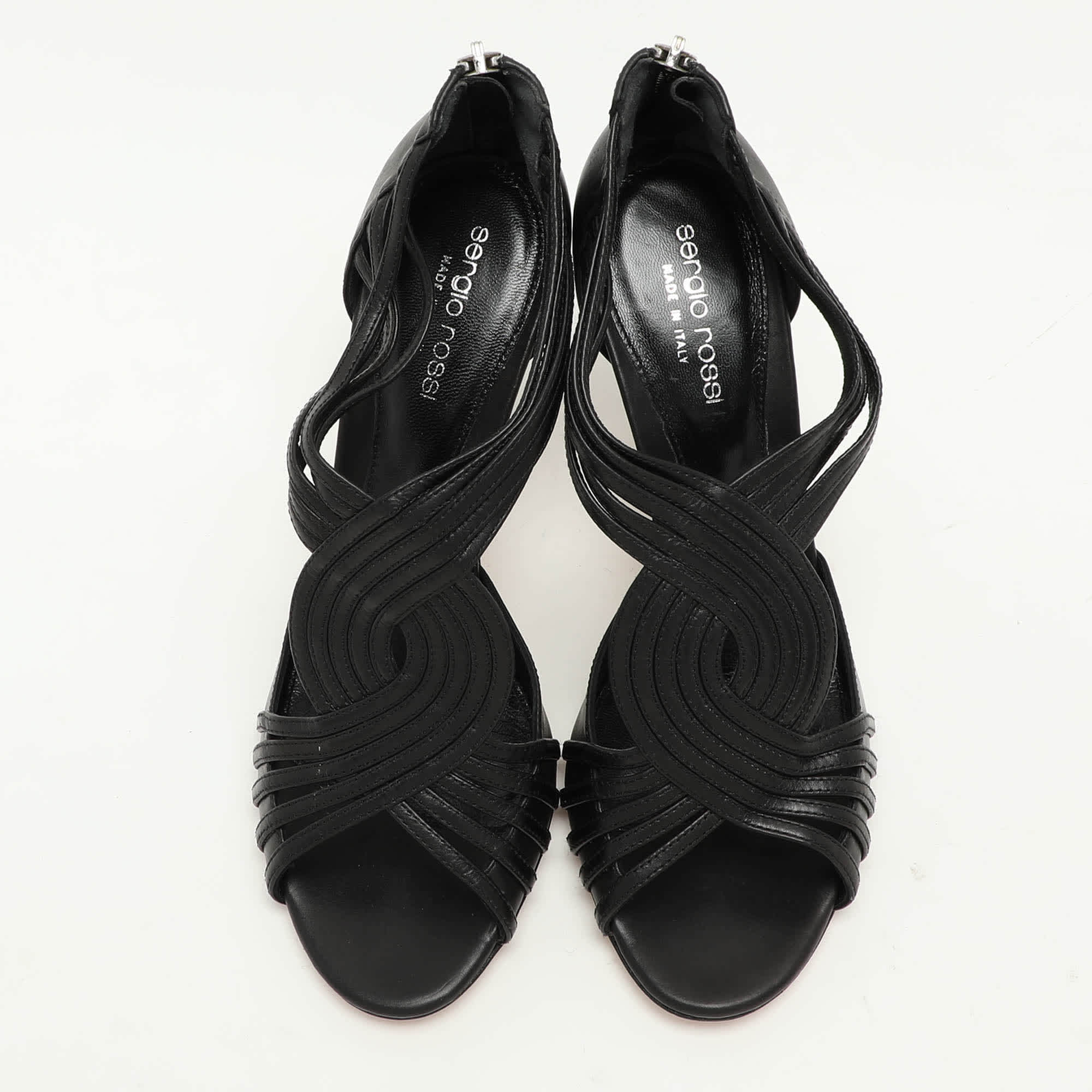 Sergio Rossi Black Leather Stappy Sandals
