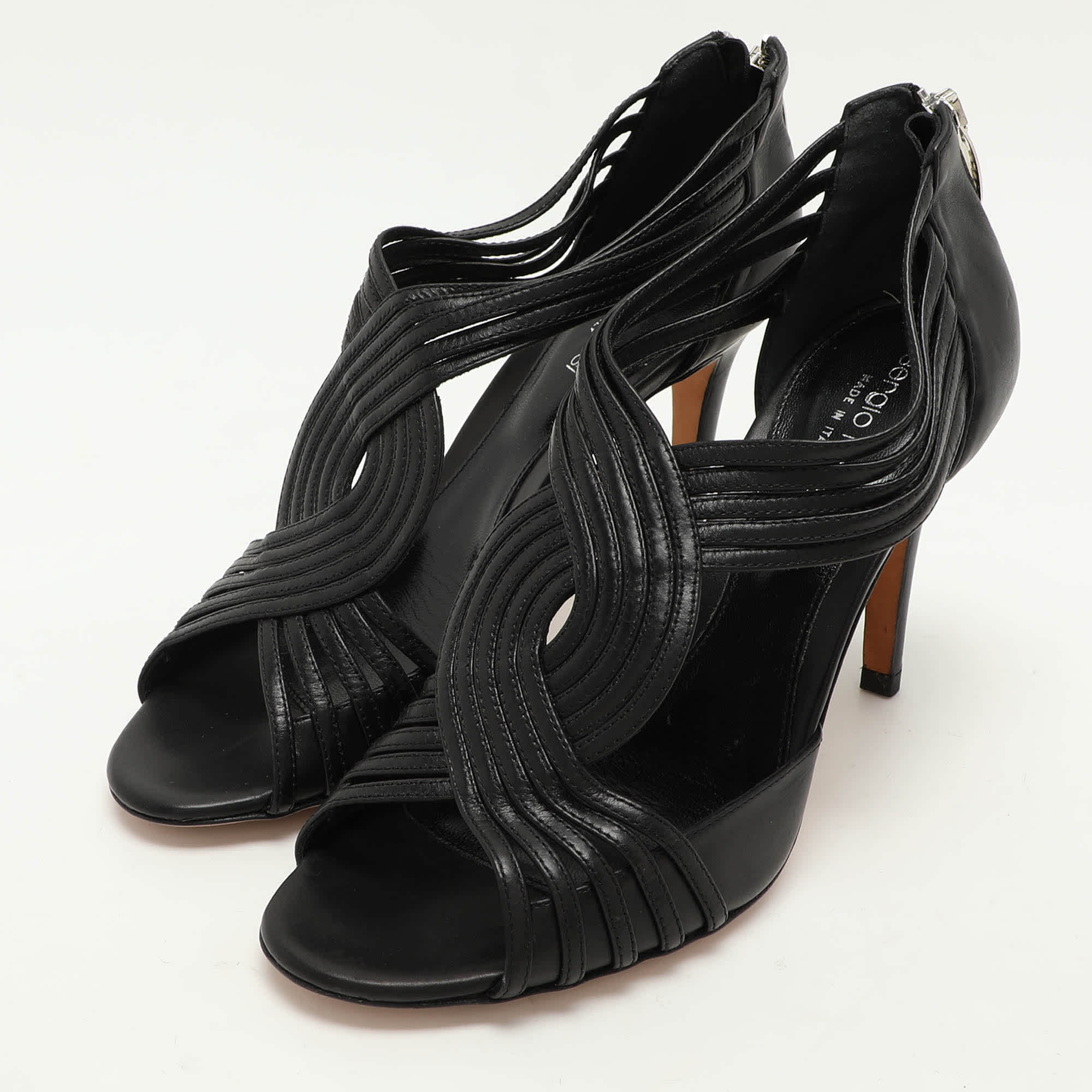 Sergio Rossi Black Leather Stappy Sandals