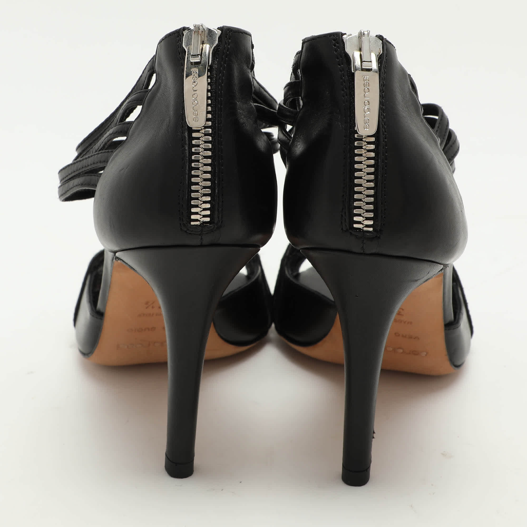 Sergio Rossi Black Leather Stappy Sandals