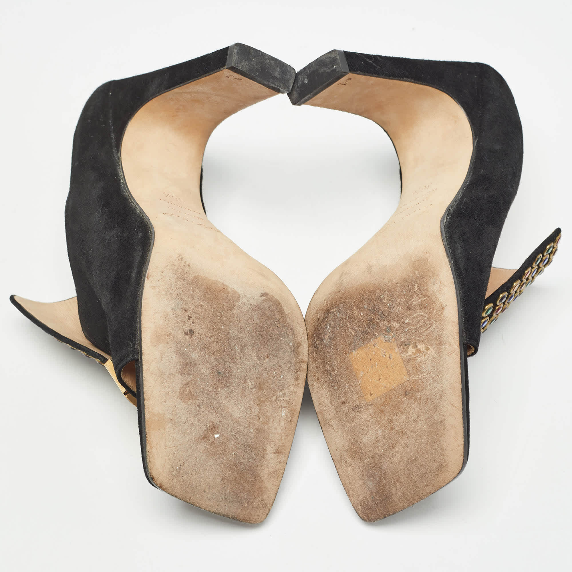Sergio Rossi Black Sr1 Crystals Heel Mules