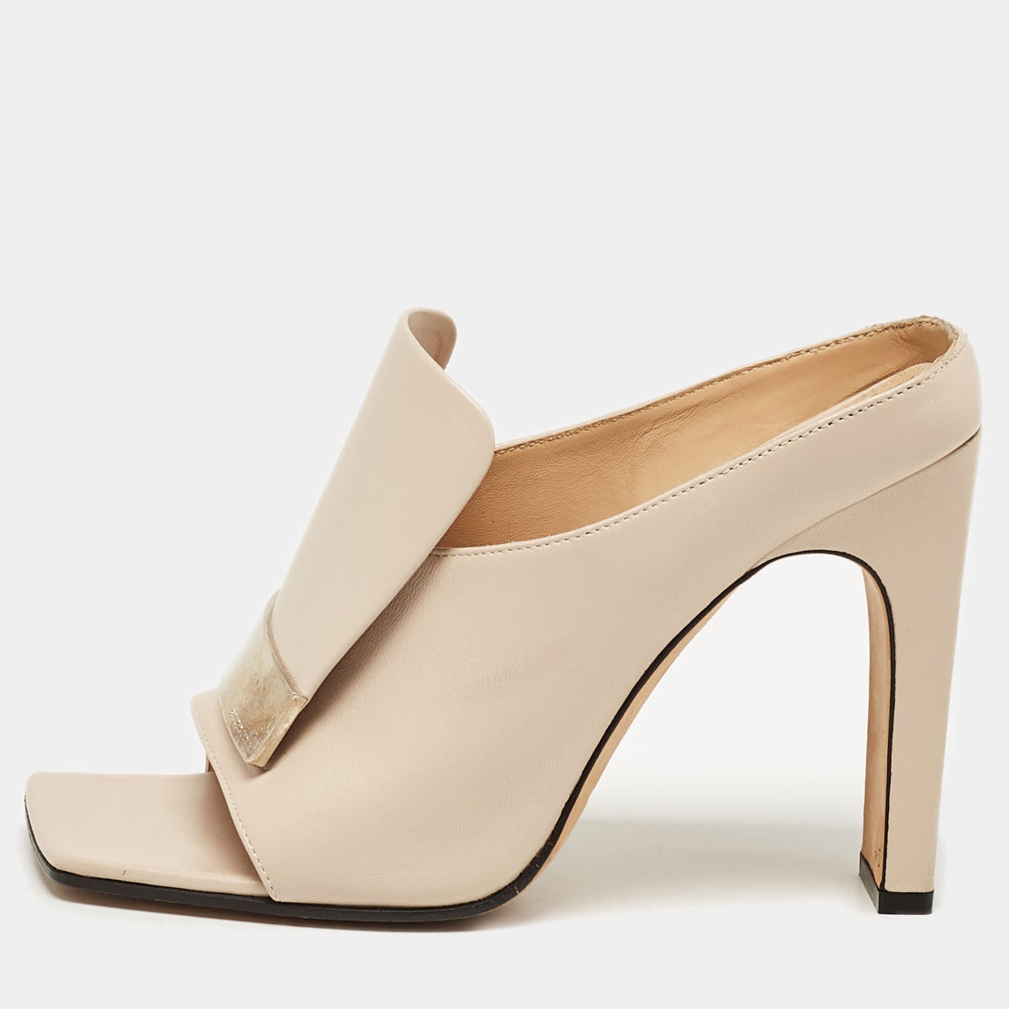 Sergio Rossi Beige Leather Mules