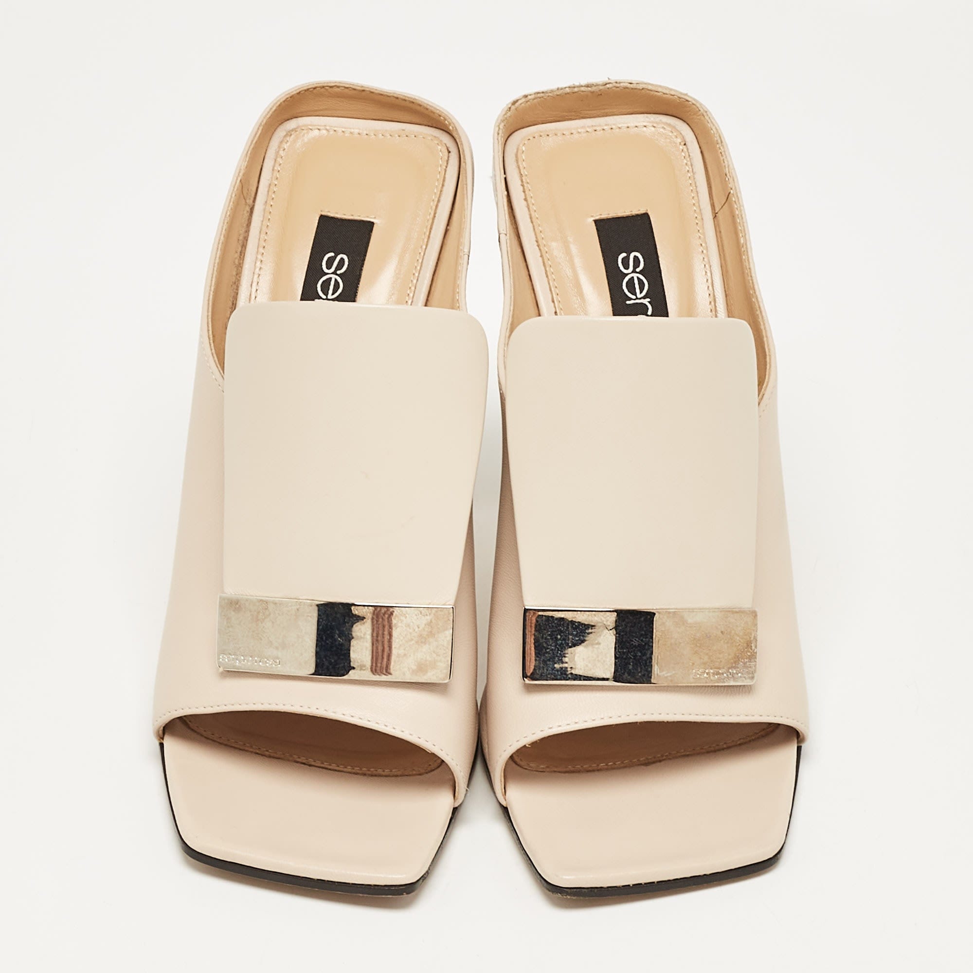 Sergio Rossi Beige Leather Mules