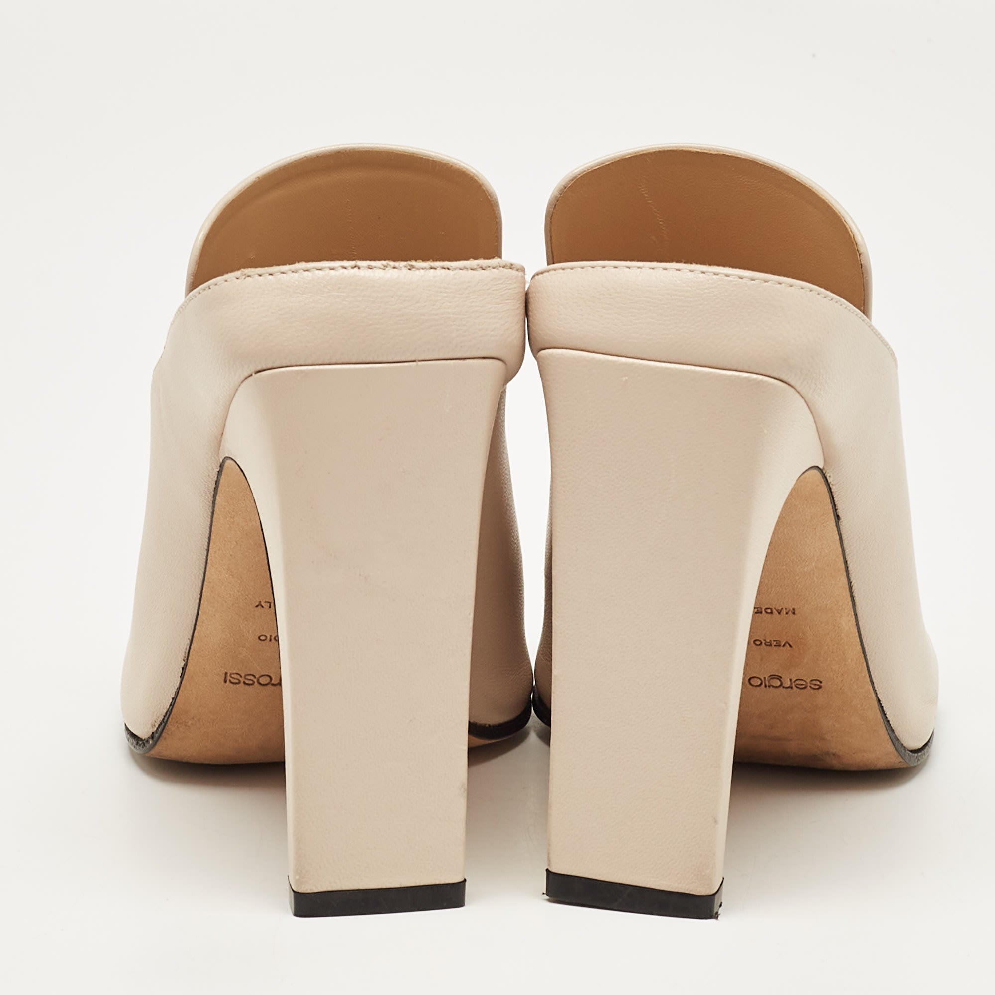 Sergio Rossi Beige Leather Mules