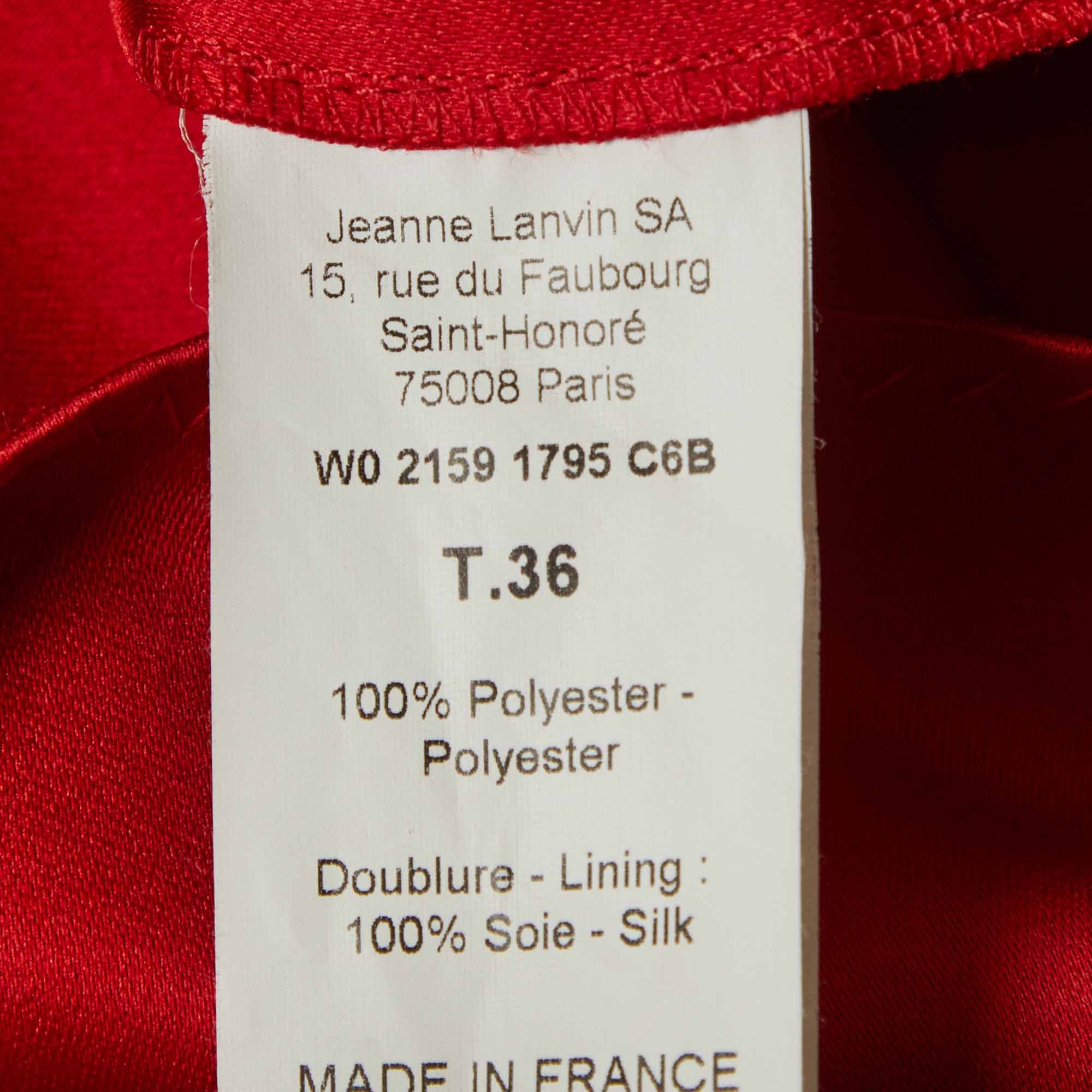Lanvin Les 10 Ans Red Satin One Shoulder Peplum Dress