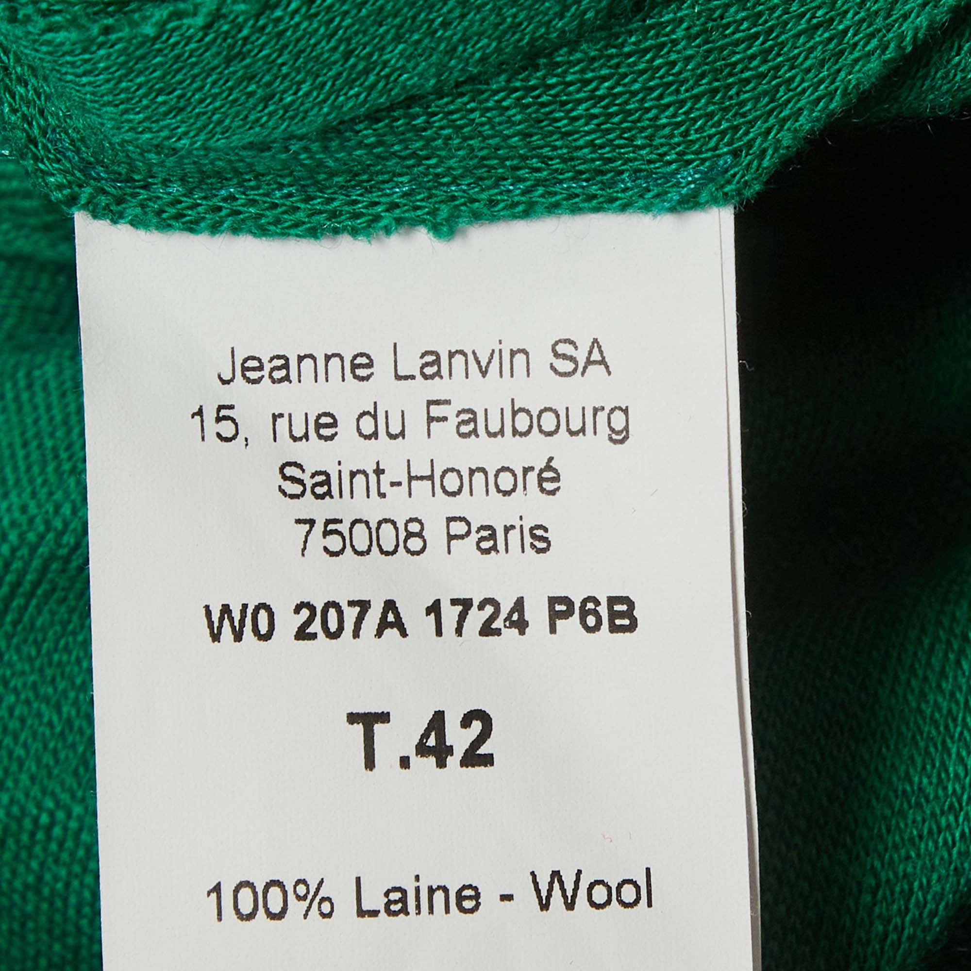 Lanvin Green Knitted Asymmetric Draped Mini Dress