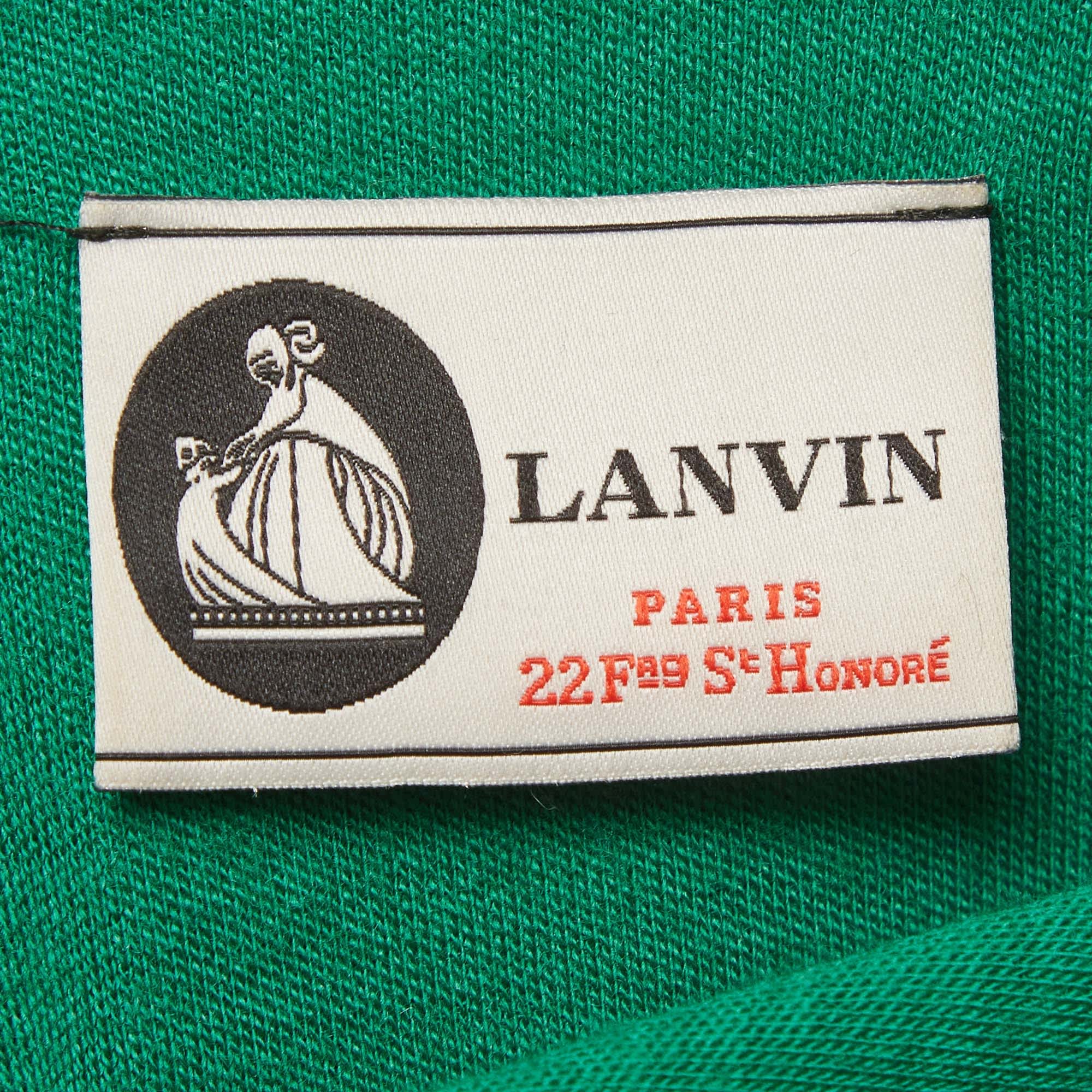 Lanvin Green Knitted Asymmetric Draped Mini Dress